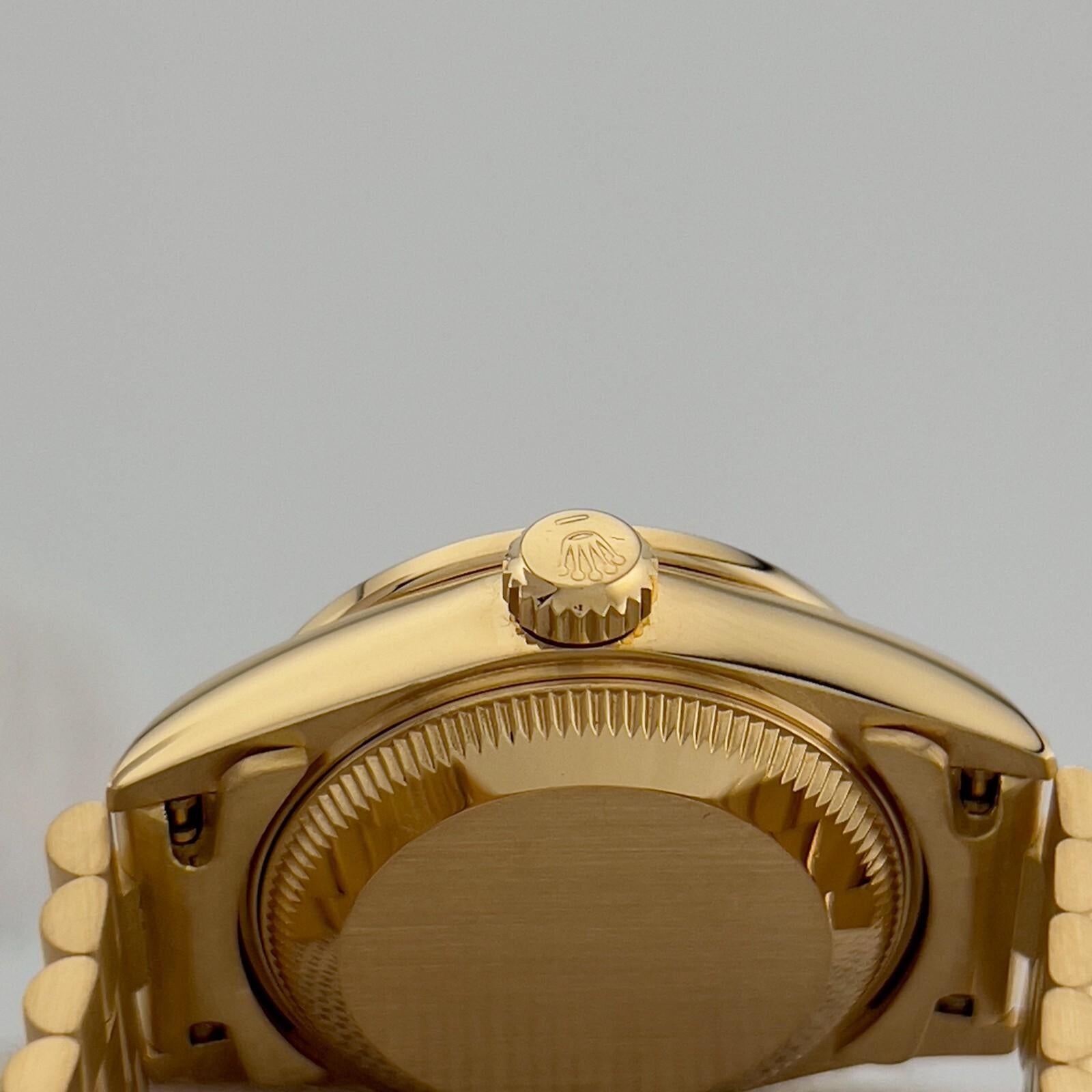 Rolex Ladies President 69088 Fabrik Saphir Diamant Lünette und Zifferblatt 18K Gold im Angebot 4