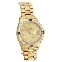 Rolex Ladies President 69088 Fabrik Saphir Diamant Lünette und Zifferblatt 18K Gold
