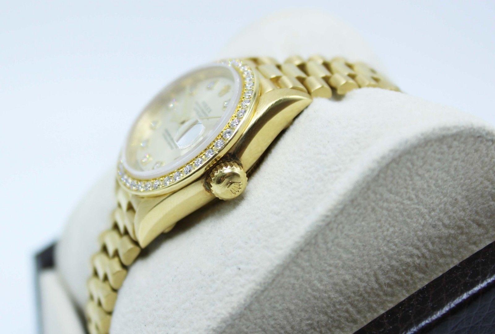 Style Number: 69138

Serial:  E927***                                                                               

Model: President Crown Collection 

Case: 18K Yellow Gold

Band: 18K Yellow Gold

Bezel: Original Factory Diamond Bezel 18K Yellow