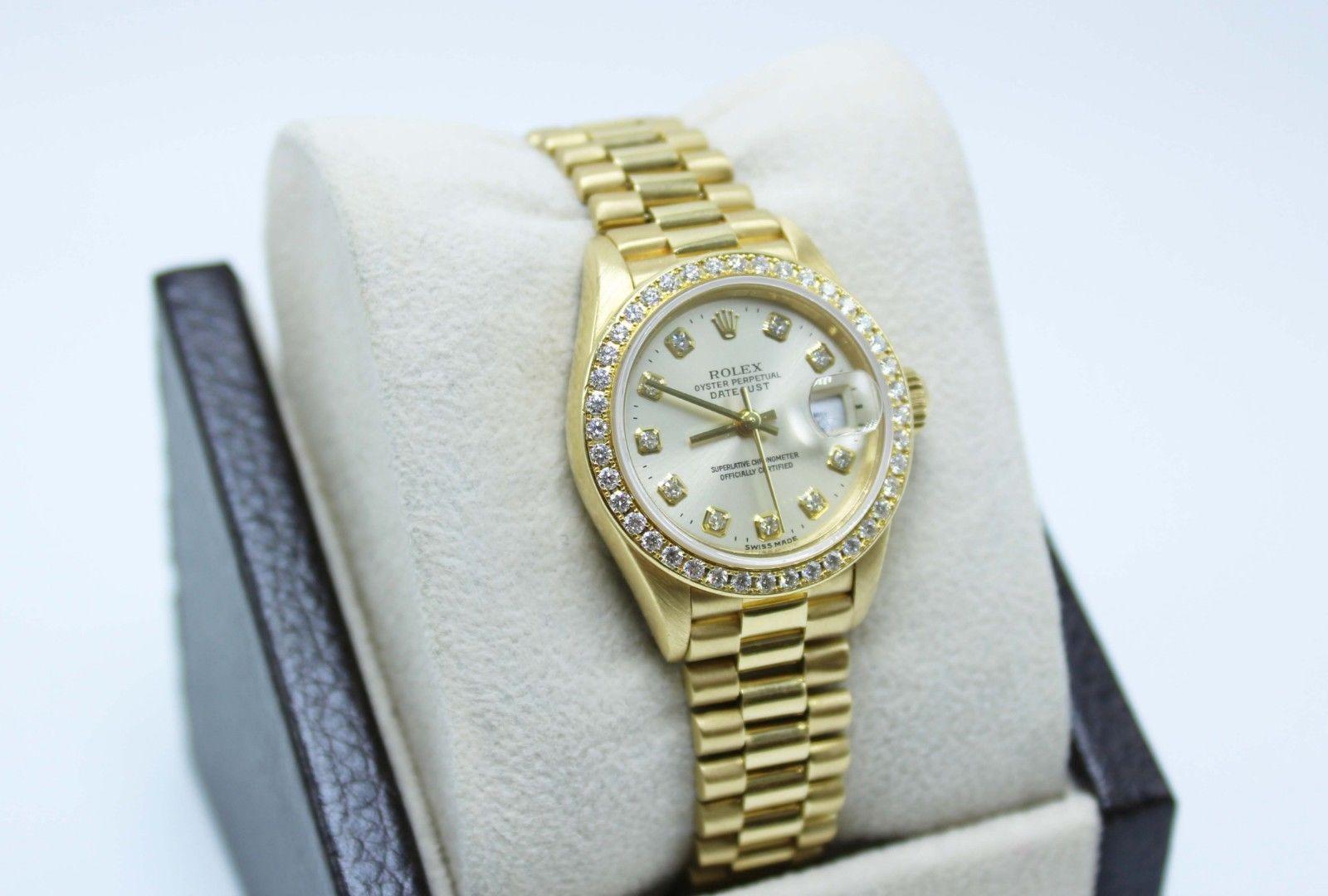 Women's Rolex Ladies President 69138 Crown Collection Original Diamond Dial and Bezel