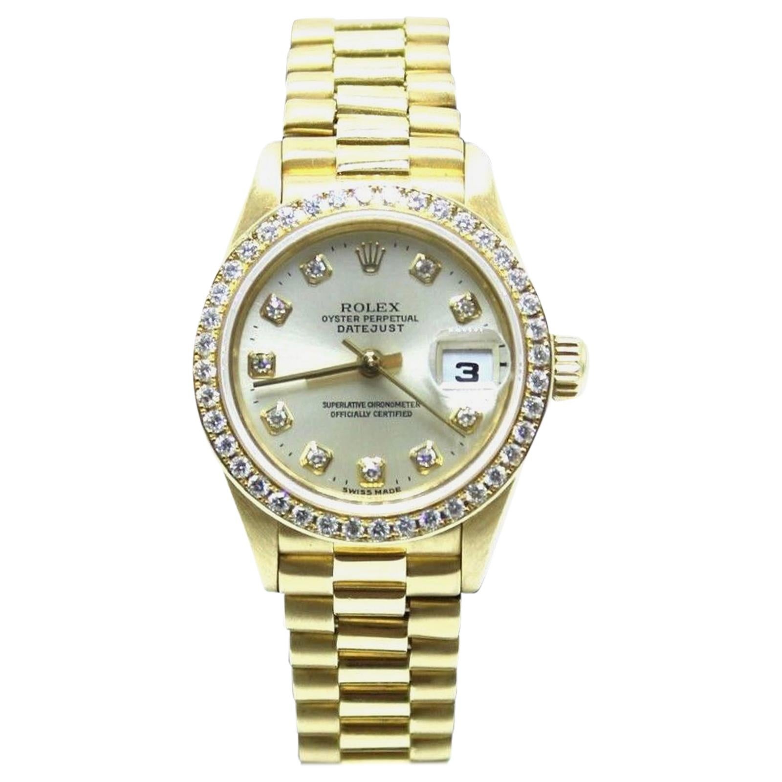 Rolex Ladies President 69138 Crown Collection Original Diamond Dial and Bezel
