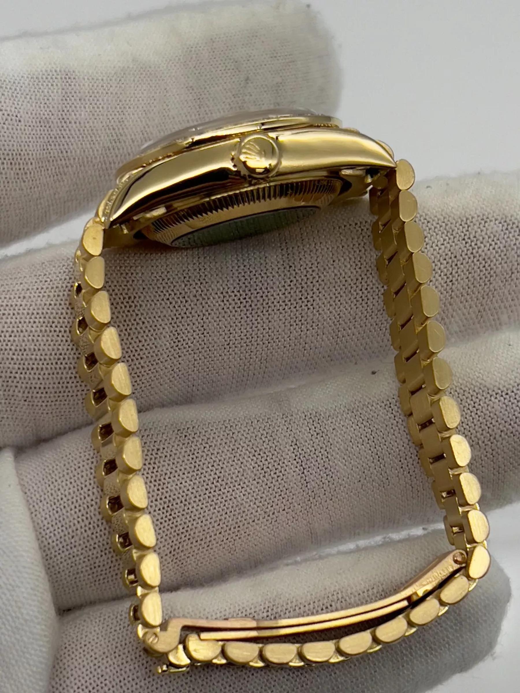 Rolex Señoras Presidente 69158 Fábrica Esfera Diamante Bisel Diamante y Tapones Oro 18K en venta 5