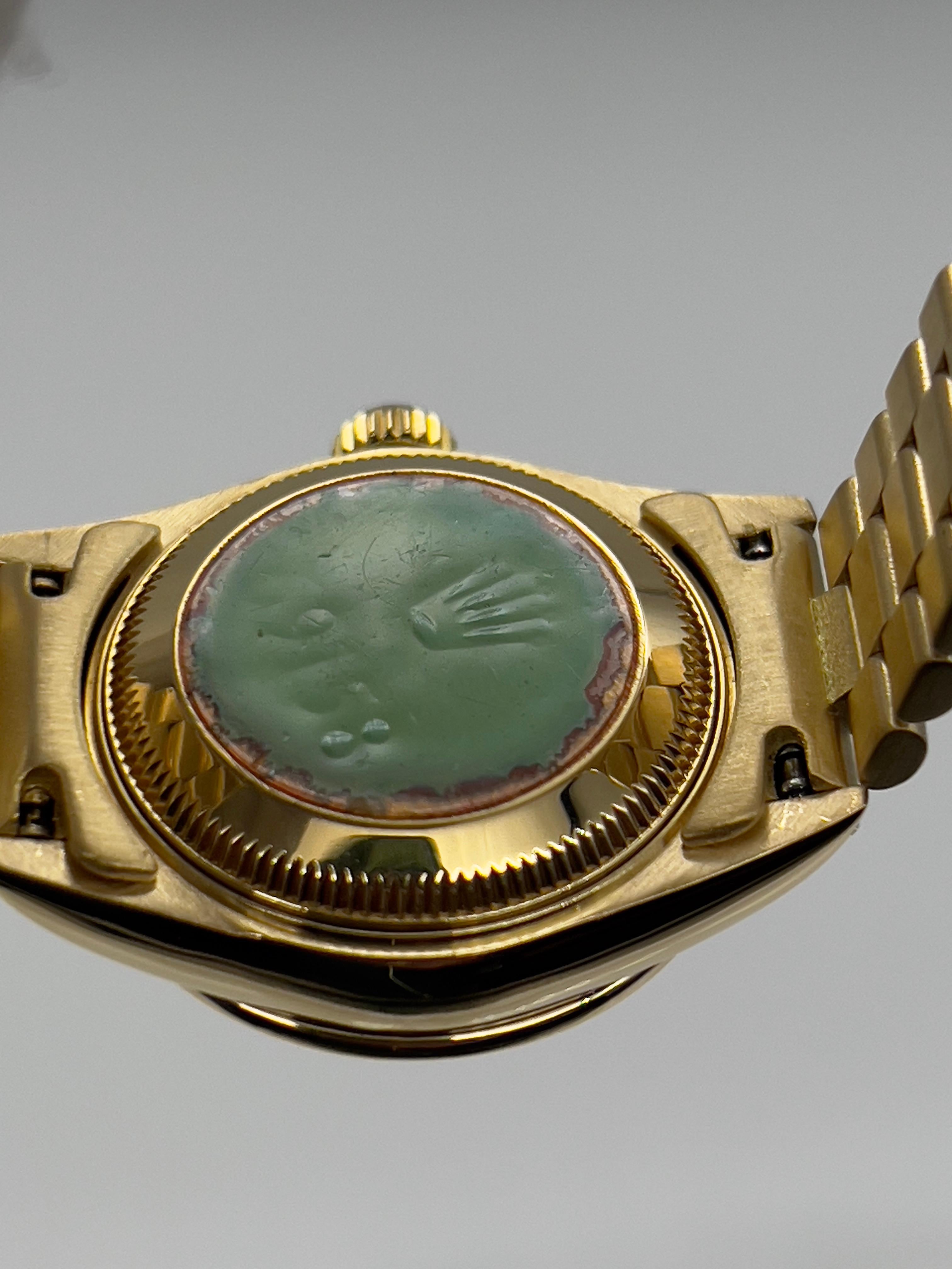 Rolex Ladies President 69158 Factory Diamond Dial Diamond Bezel & Lugs 18K Gold For Sale 7