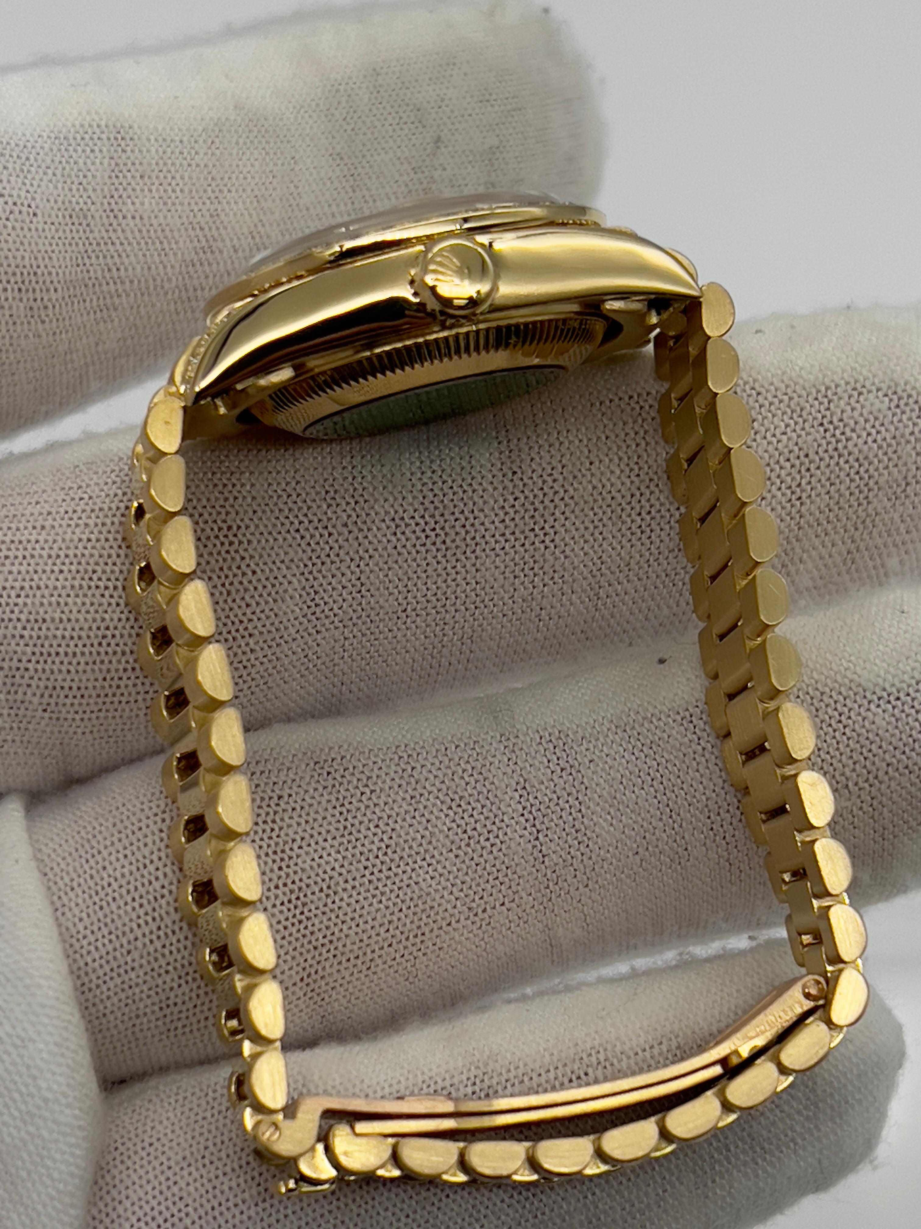 Rolex Ladies President 69158 Factory Diamond Dial Diamond Bezel & Lugs 18K Gold For Sale 8