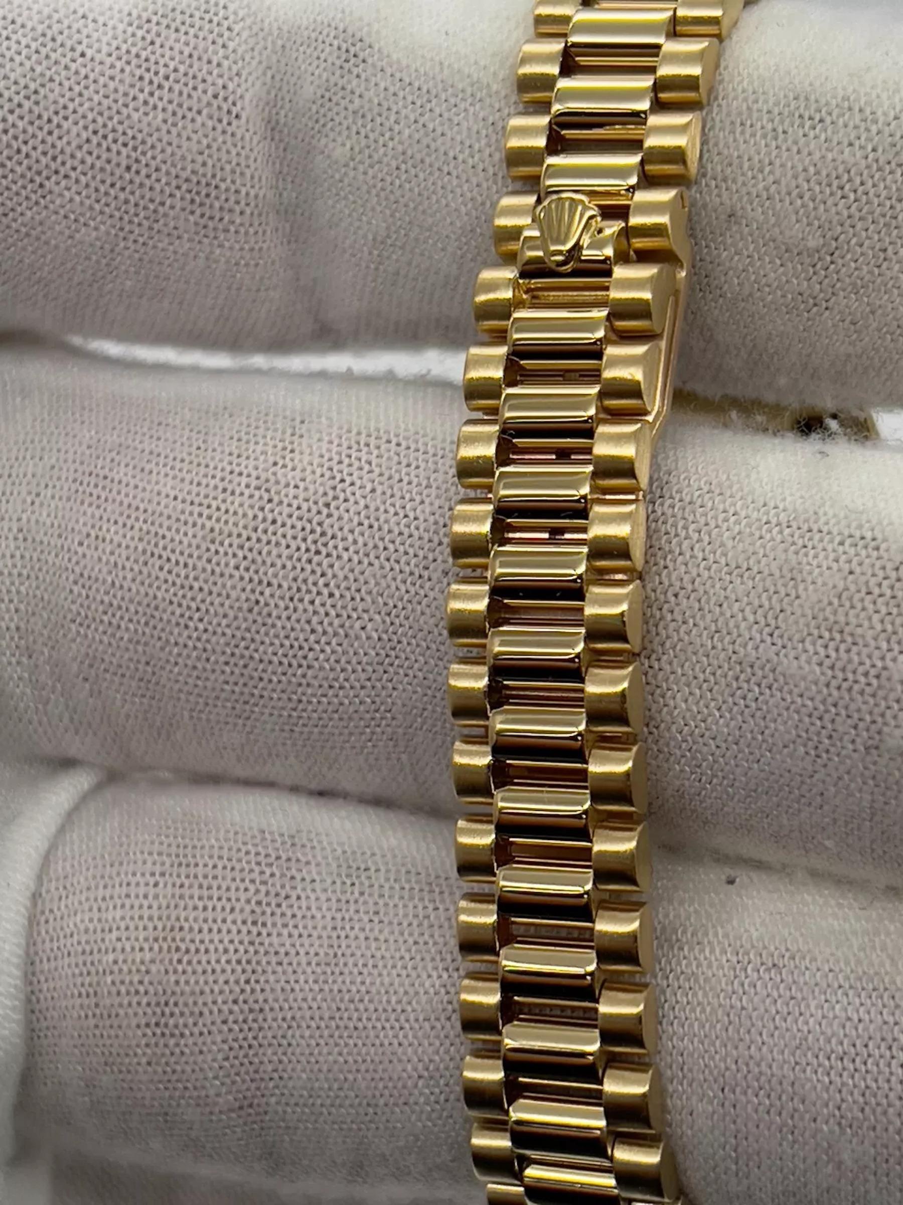 Rolex Señoras Presidente 69158 Fábrica Esfera Diamante Bisel Diamante y Tapones Oro 18K en venta 7