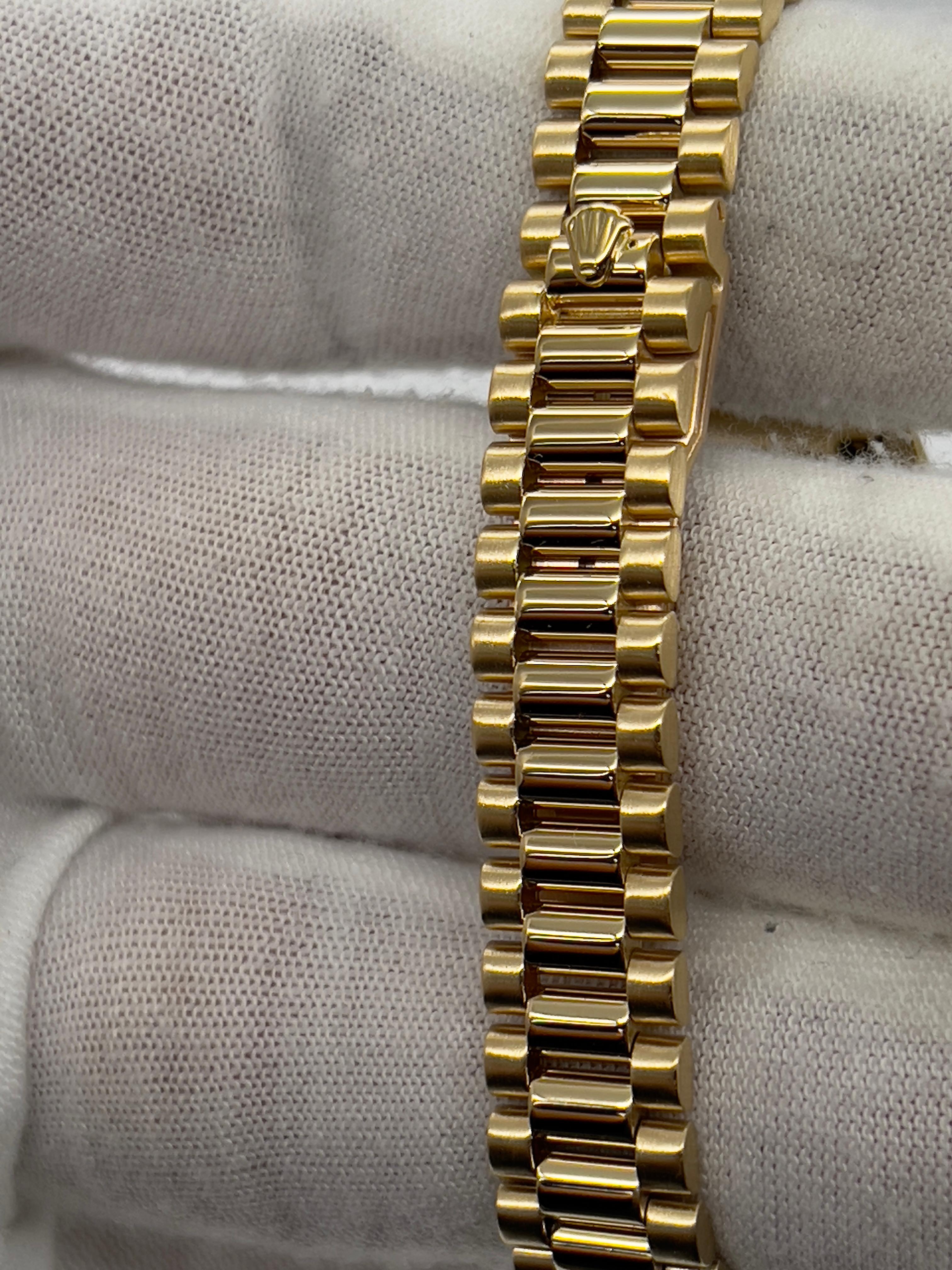 Rolex Ladies President 69158 Factory Diamond Dial Diamond Bezel & Lugs 18K Gold For Sale 10