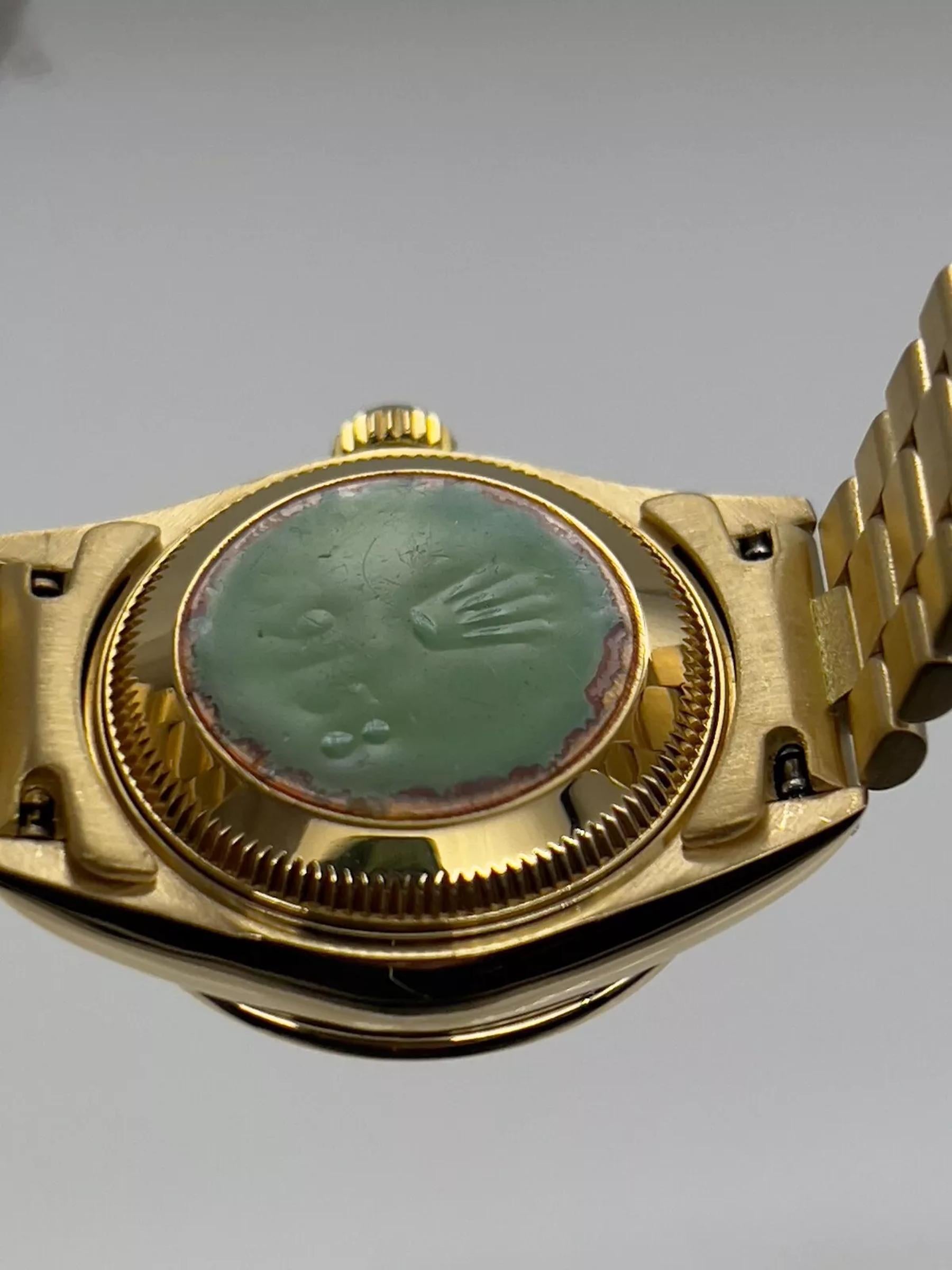 Rolex Señoras Presidente 69158 Fábrica Esfera Diamante Bisel Diamante y Tapones Oro 18K Corte redondo en venta