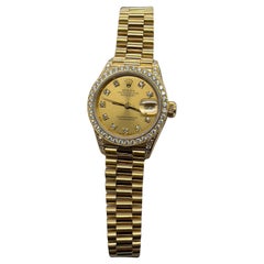 Rolex Ladies President 69158 Factory Diamond Dial Diamond Bezel & Lugs 18K Gold