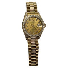 Rolex Ladies President 69158 Factory Diamond Dial Diamond Bezel & Lugs 18K Gold