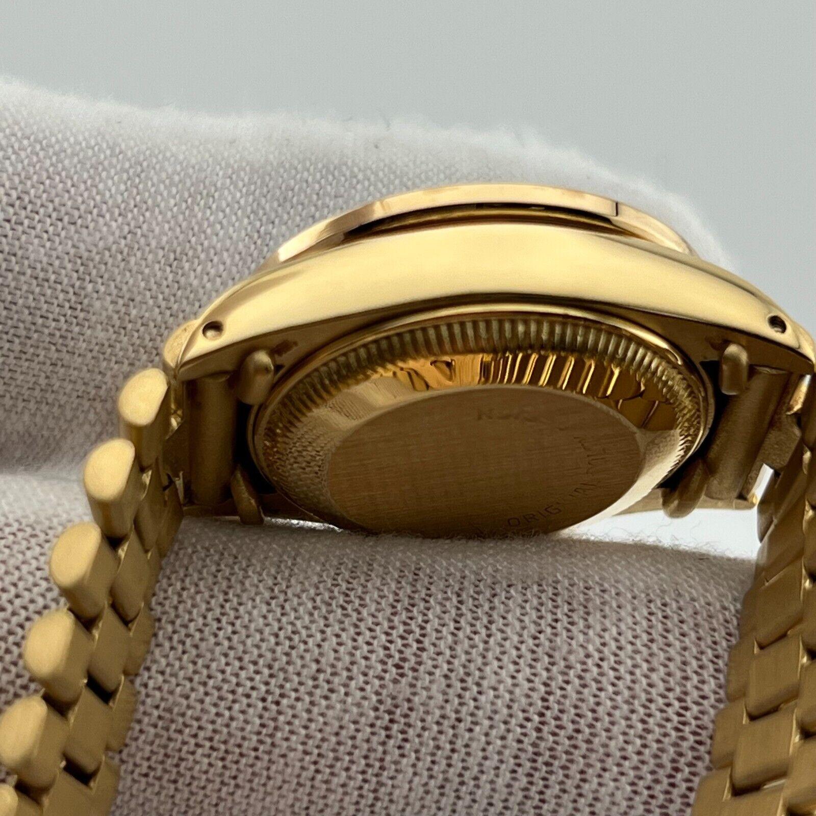 Rolex Ladies President 6917 Blue Diamond Dial Diamond Sapphire Bezel 18K Gold For Sale 1