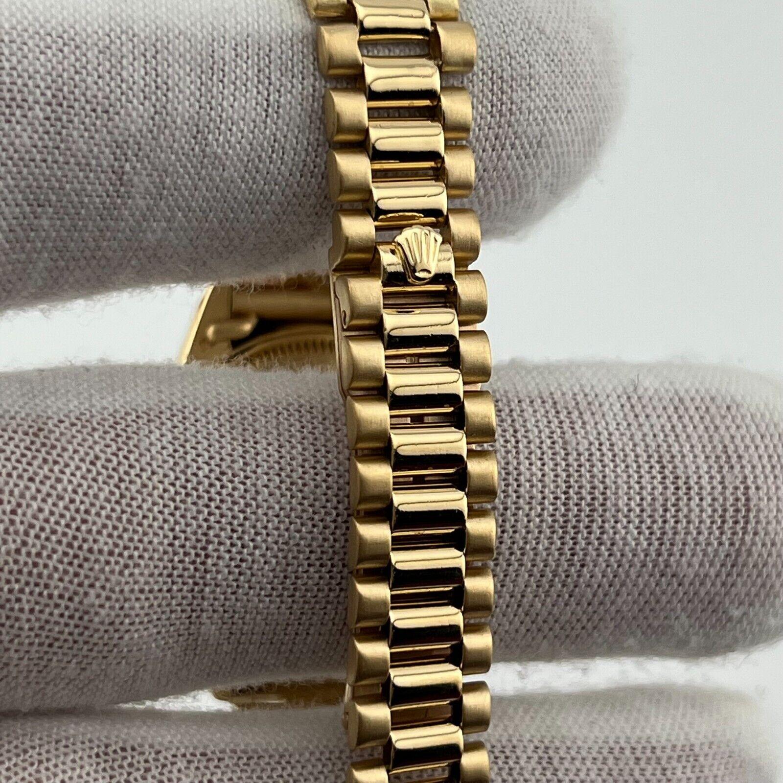 Rolex Ladies President 6917 Blue Diamond Dial Diamond Sapphire Bezel 18K Gold For Sale 3