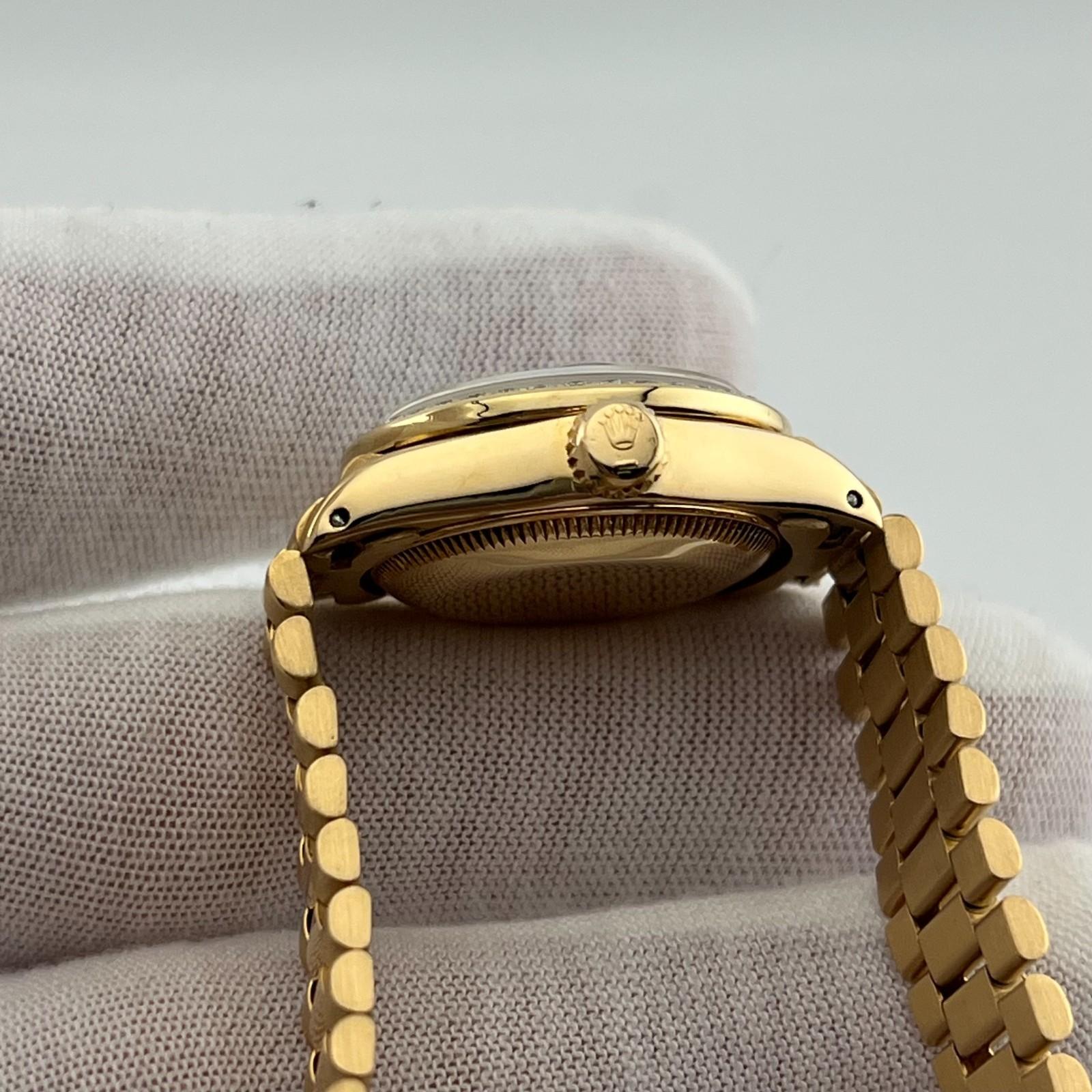 Rolex Ladies President 6917 Malachit Zifferblatt Diamant Lünette 18K Gelbgold im Angebot 1
