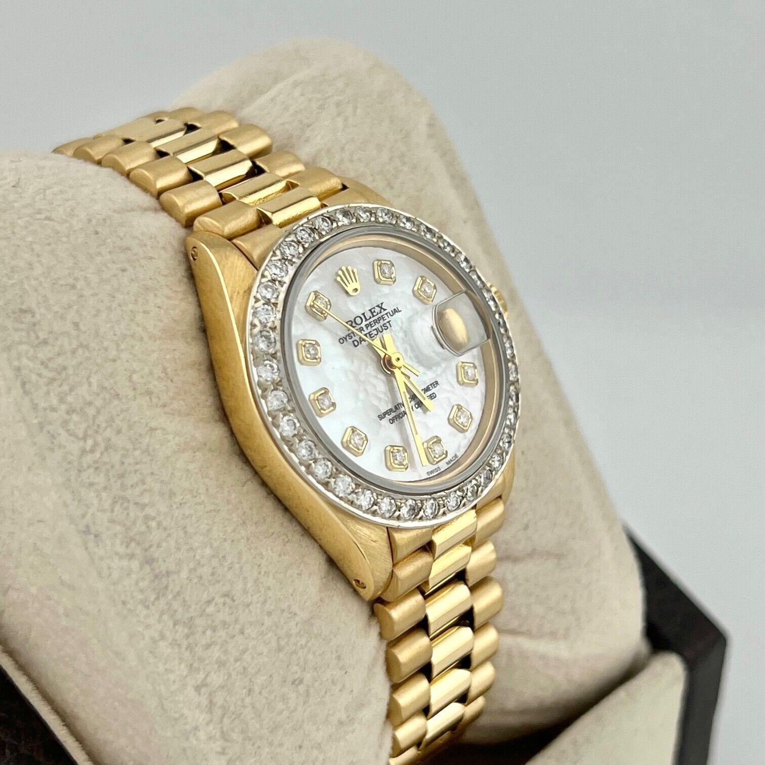 Rolex President 6917 MOP Mujer Esfera Diamante Bisel Diamante Oro Amarillo 18K 1