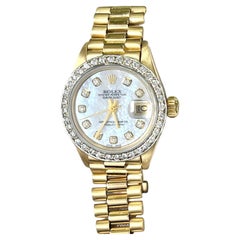 Rolex Ladies President 6917 MOP Quadrante di diamanti Lunetta di diamanti Oro giallo 18 carati