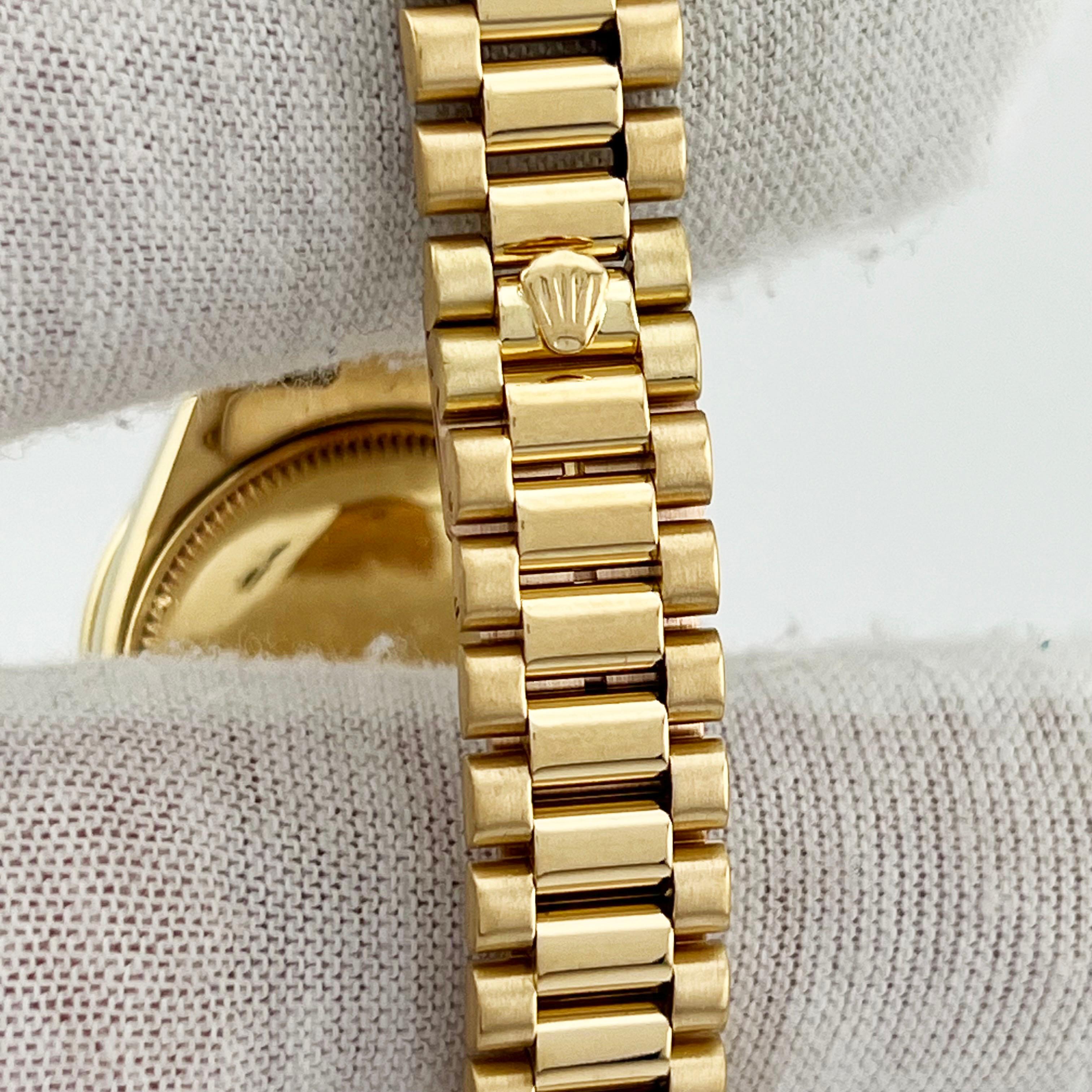 Rolex Ladies President 6917 Orange Carnelian Dial Diamond Bezel 18K Yellow Gold For Sale 1