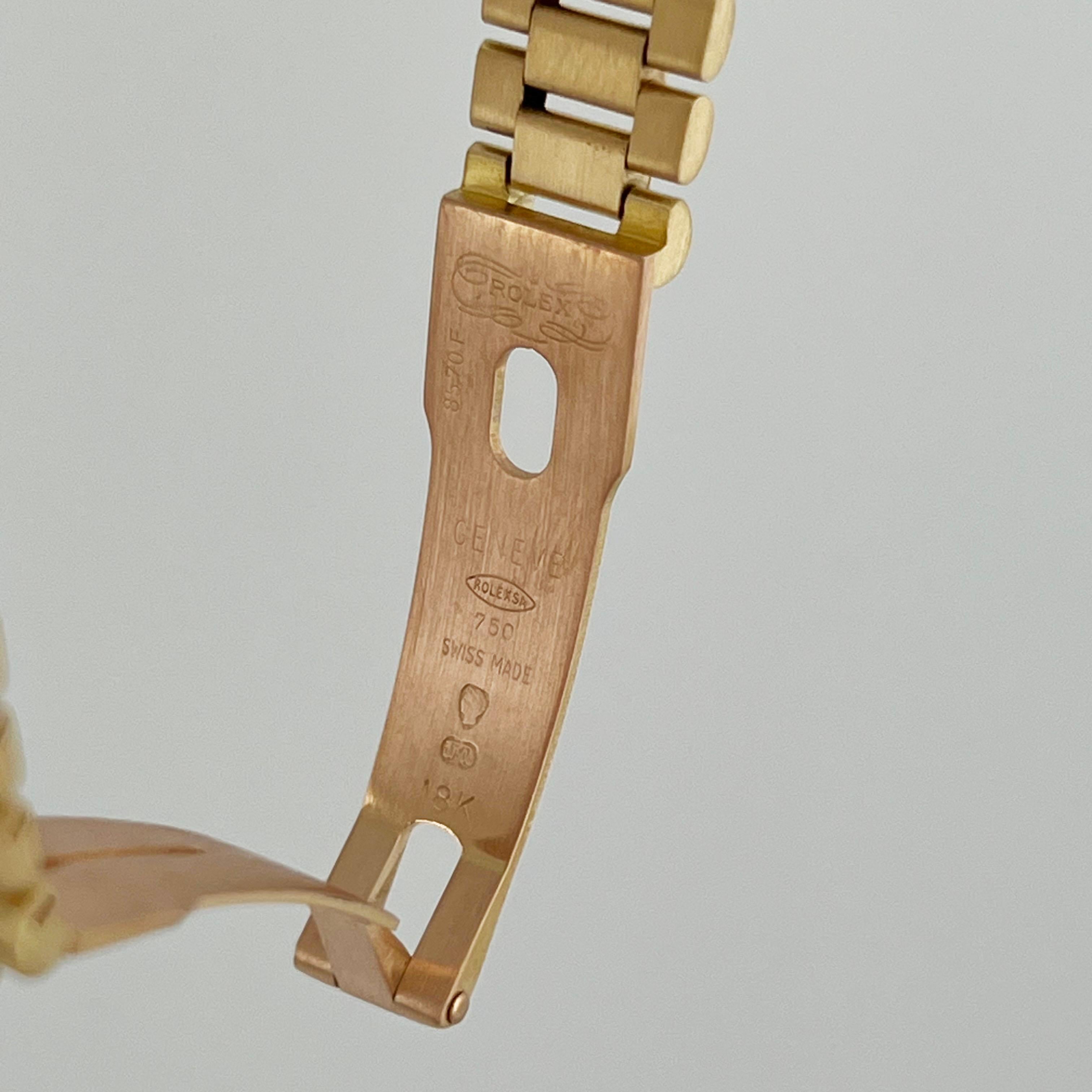 Rolex Ladies President 6917 Orange Carnelian Dial Diamond Bezel 18K Yellow Gold For Sale 2