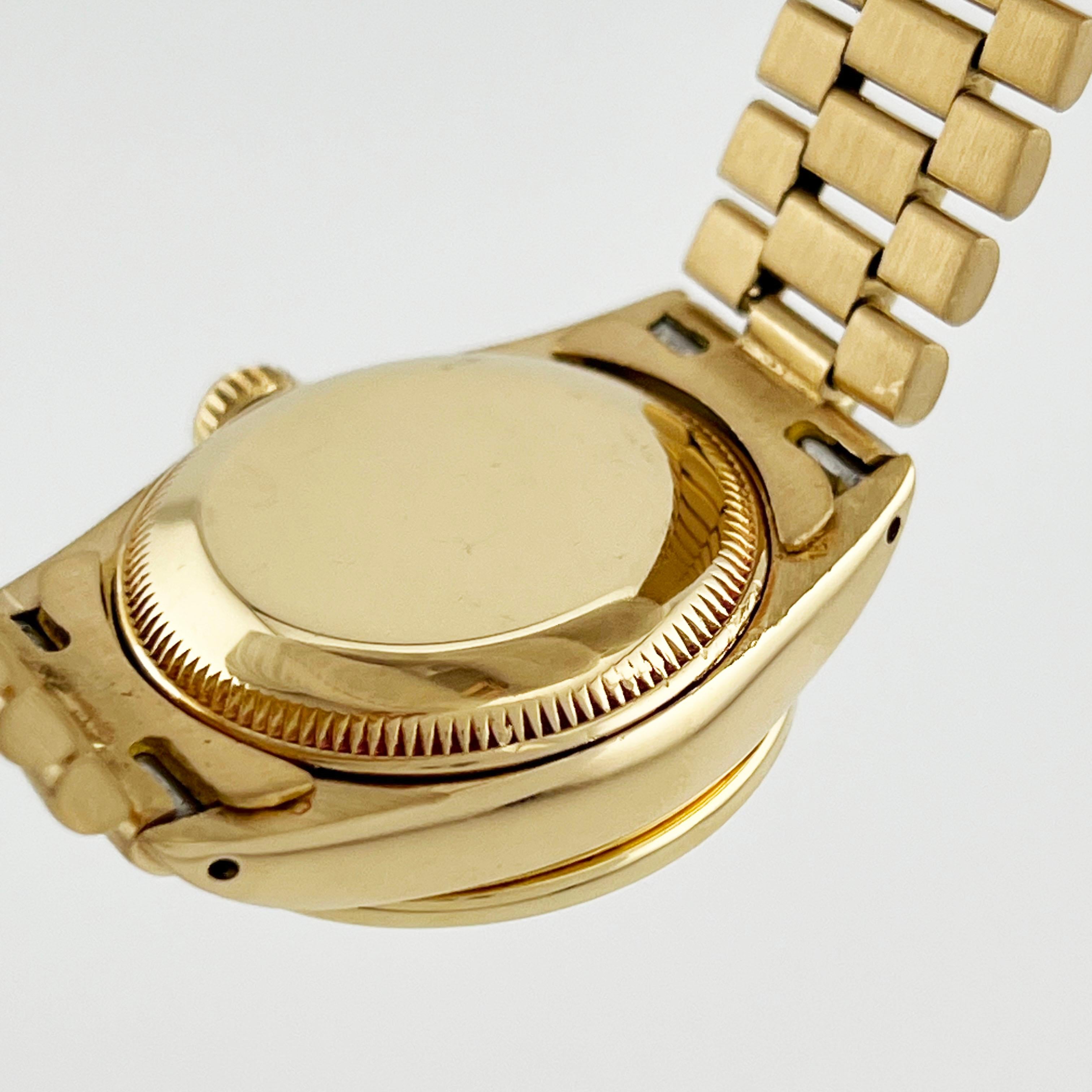 Rolex Ladies President 6917 Orange Carnelian Dial Diamond Bezel 18K Yellow Gold For Sale 3