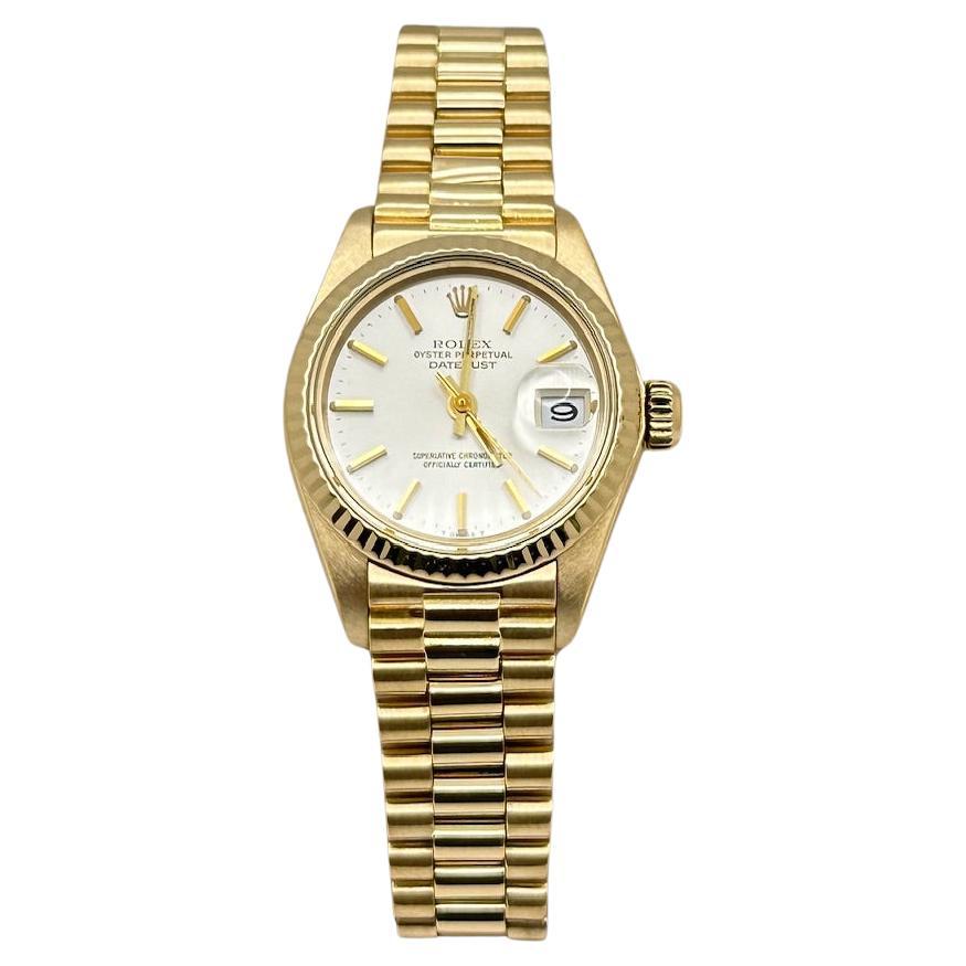 Rolex Ladies President 6917 Silver Dial 18K Yellow Gold
