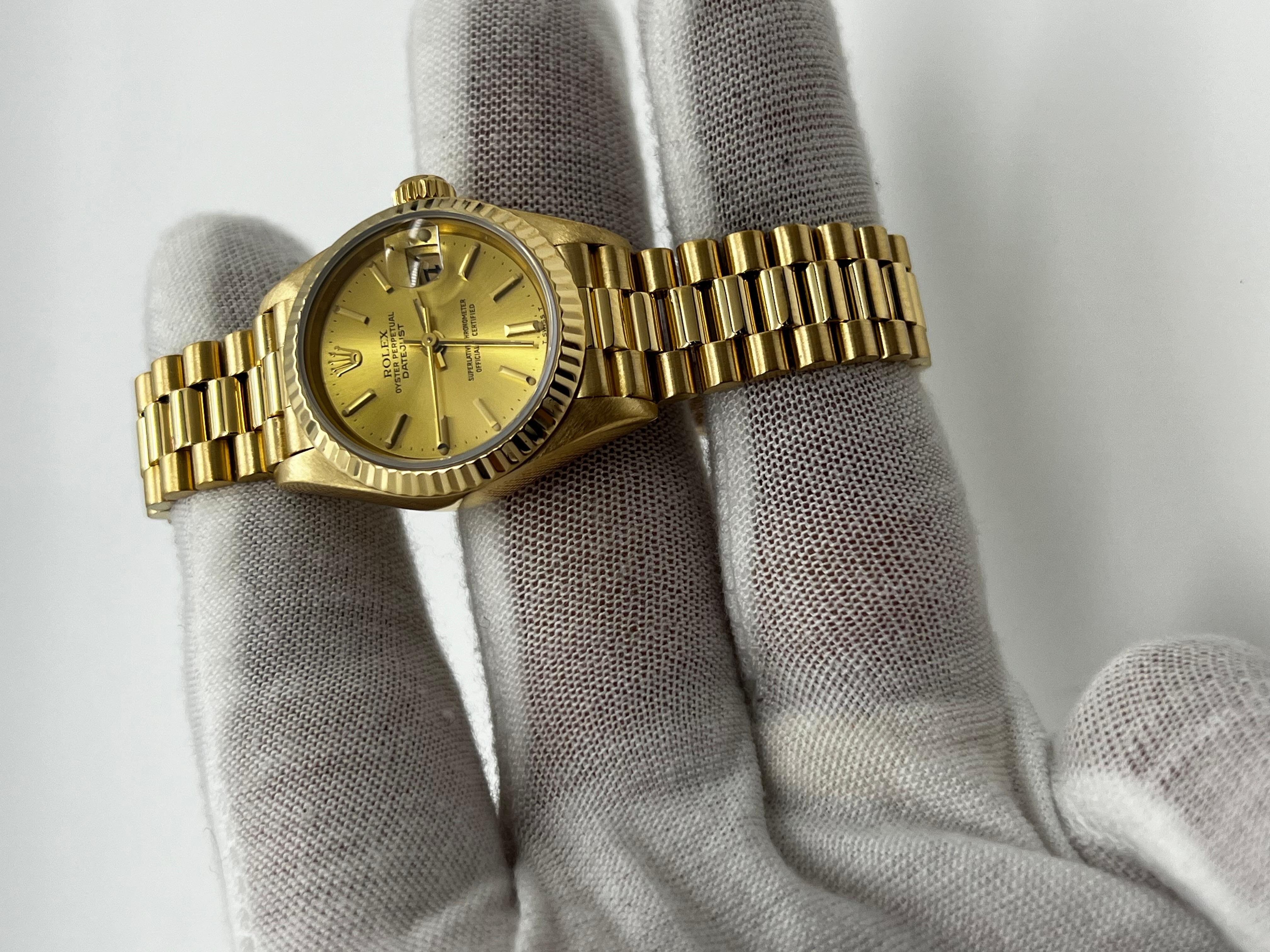 Rolex Damen Präsident 69178 Champagner-Zifferblatt 18K Gelbgold Box Buchstabe Mint 1