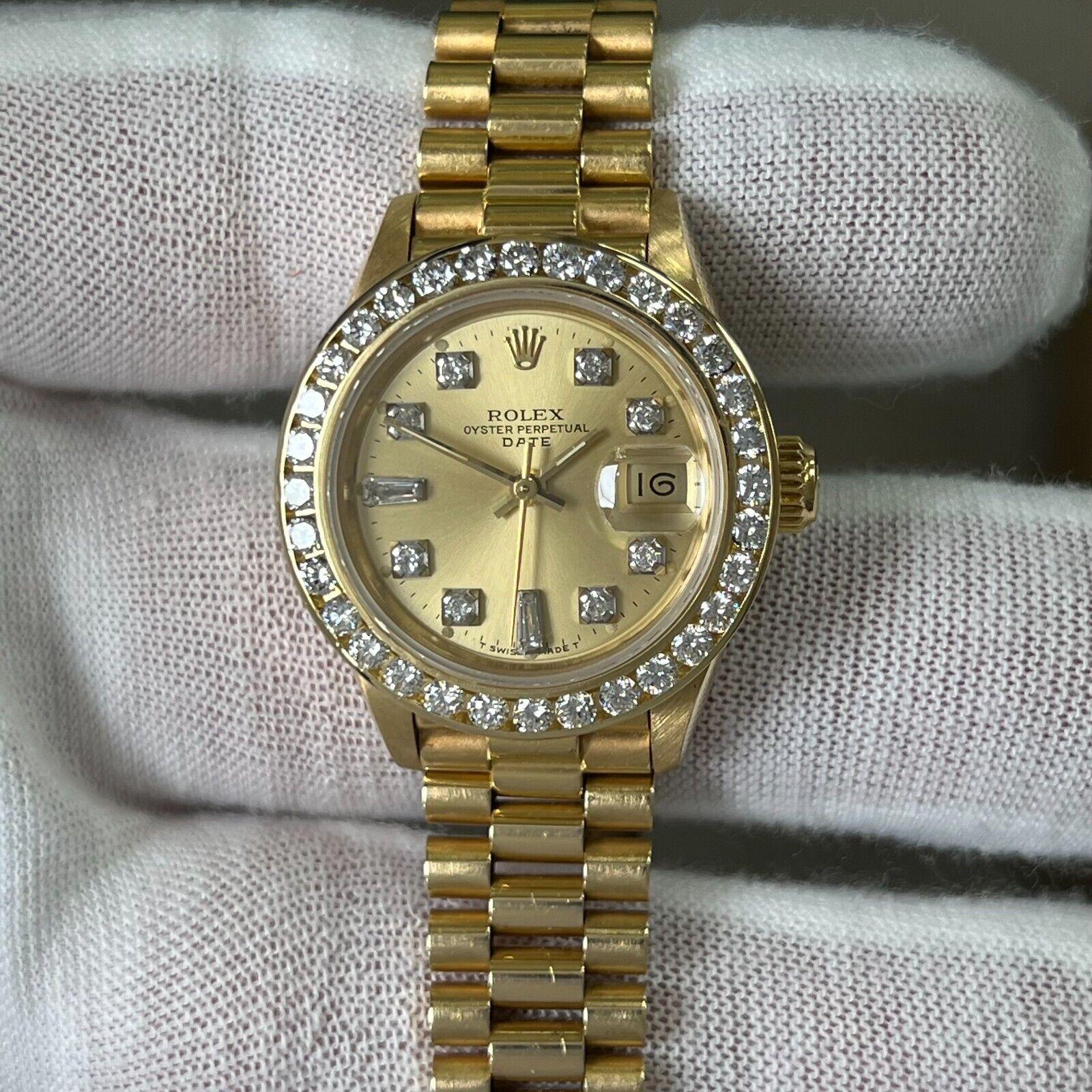 Rolex Ladies President 69178 Champagne Diamond Dial Diamond Bezel 18K Gold 1