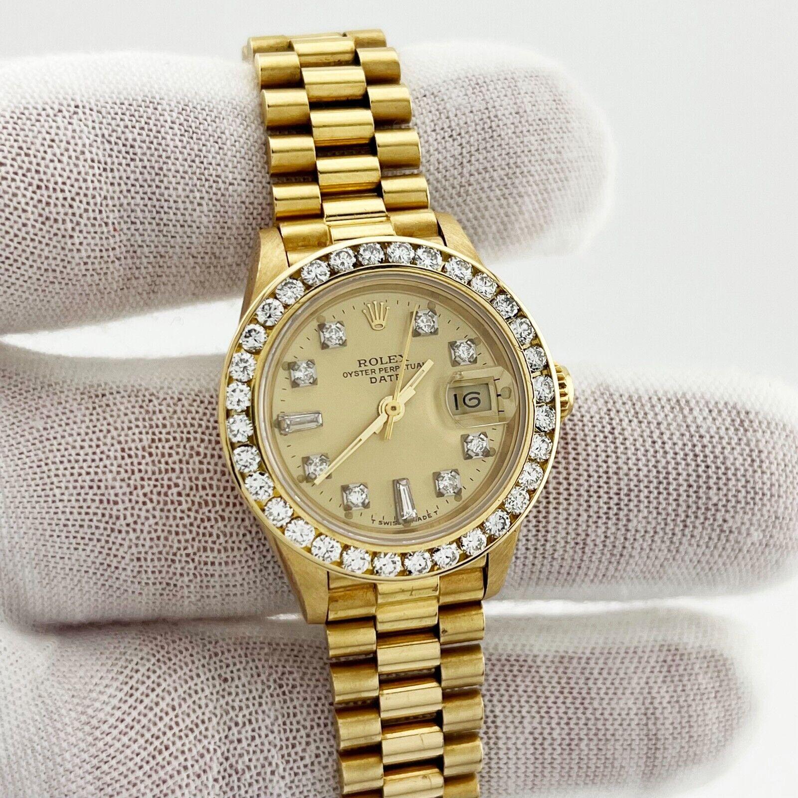 Rolex Ladies President 69178 Champagne Diamond Dial Diamond Bezel 18K Gold 3