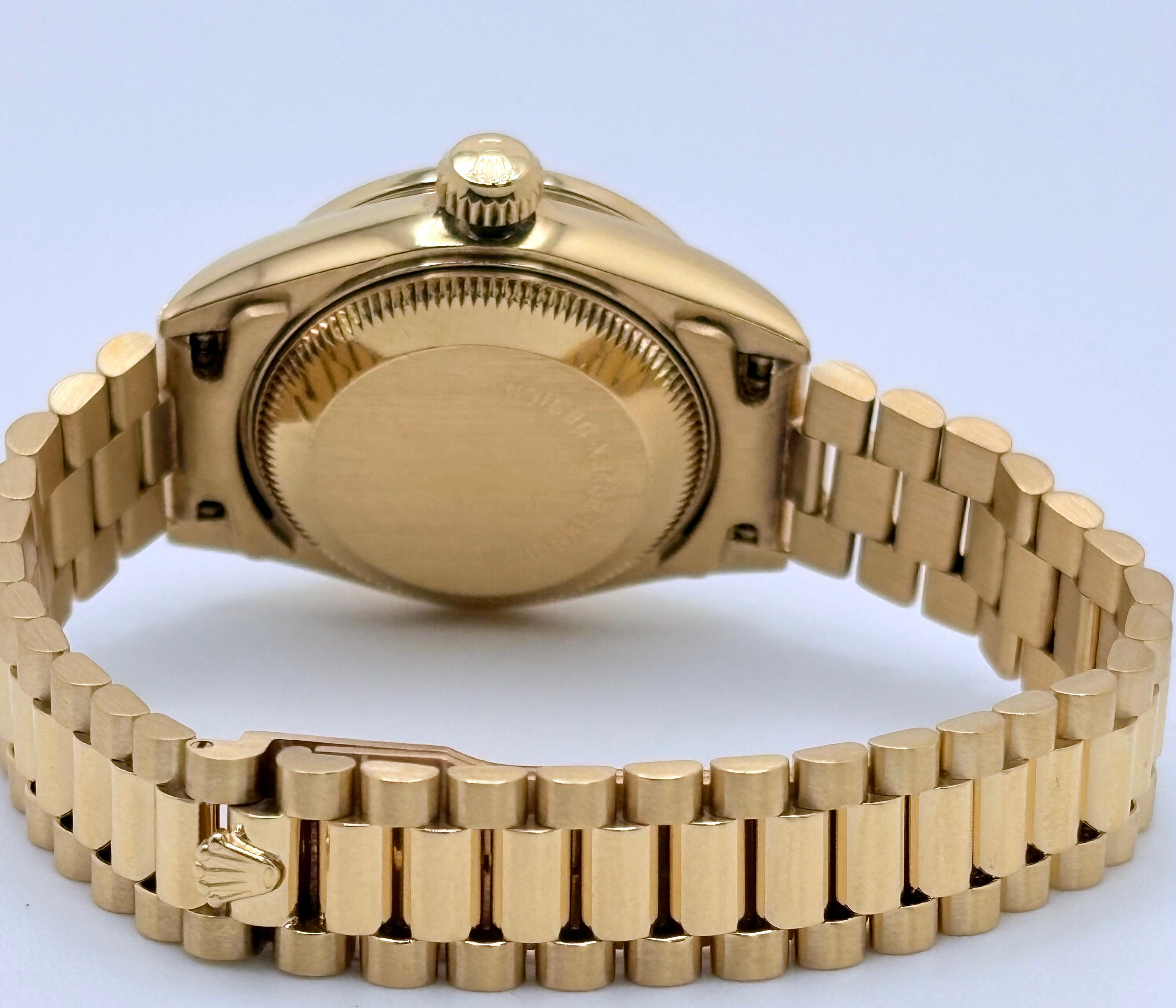 Rolex Señoras Presidente 69178 Champagne Diamond Dial Diamond Bisel 18K Oro en venta 3