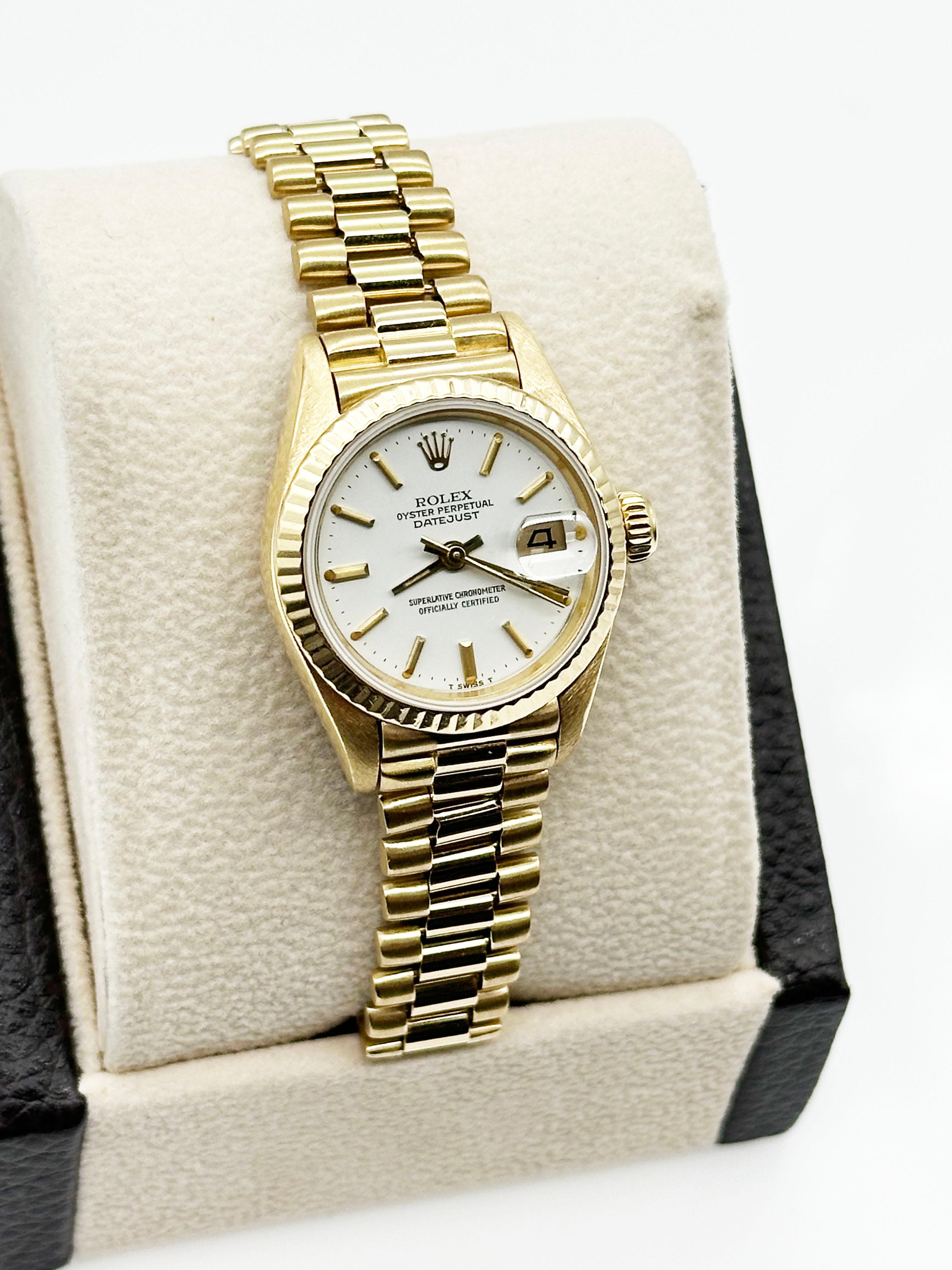 Rolex Ladies President 69178 Datejust White Dial 18K Yellow Gold 7