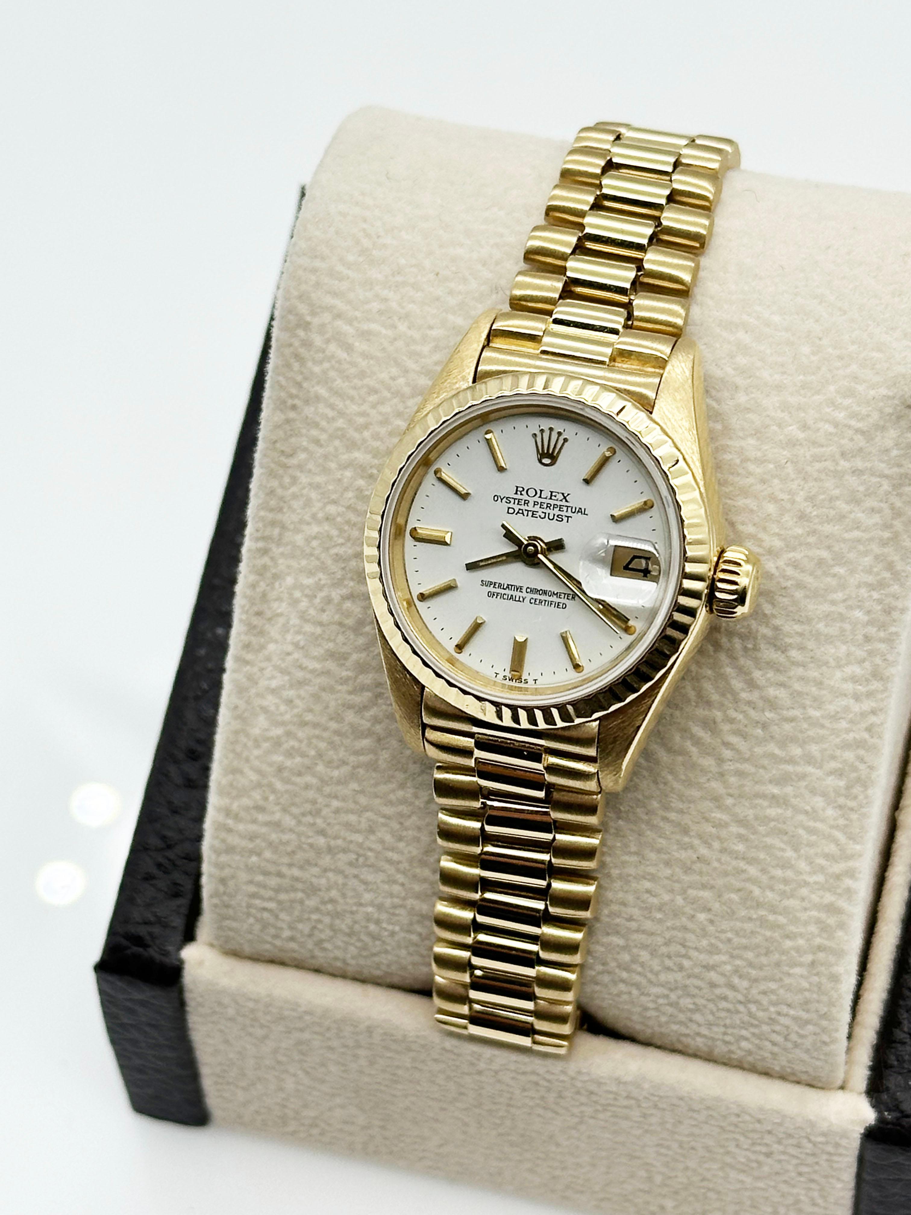 Rolex Ladies President 69178 Datejust White Dial 18K Yellow Gold 8