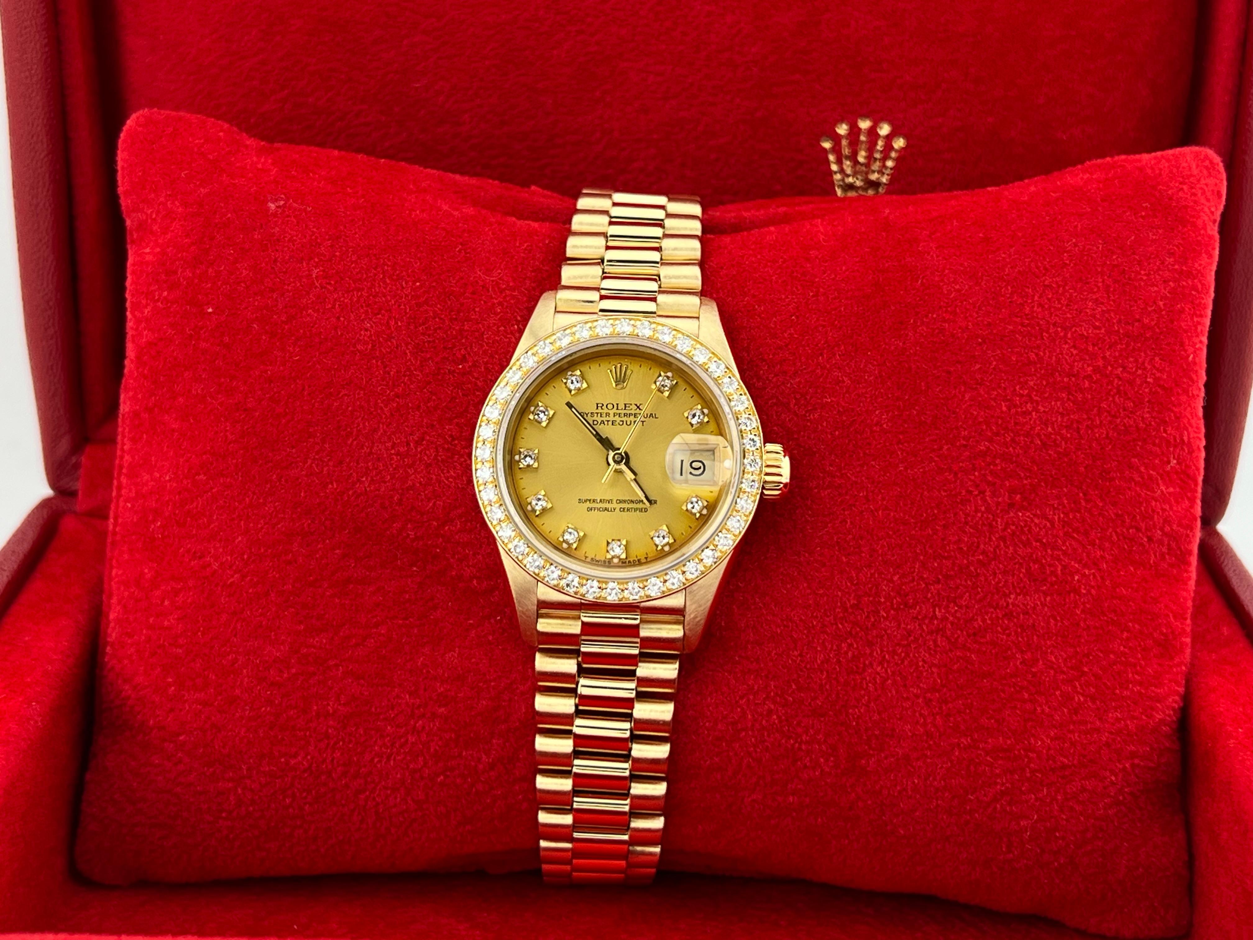 Rolex Damen President 69178 Fabrik Diamant-Lünette-Diamant-Zifferblatt 18K Gelbgold 7