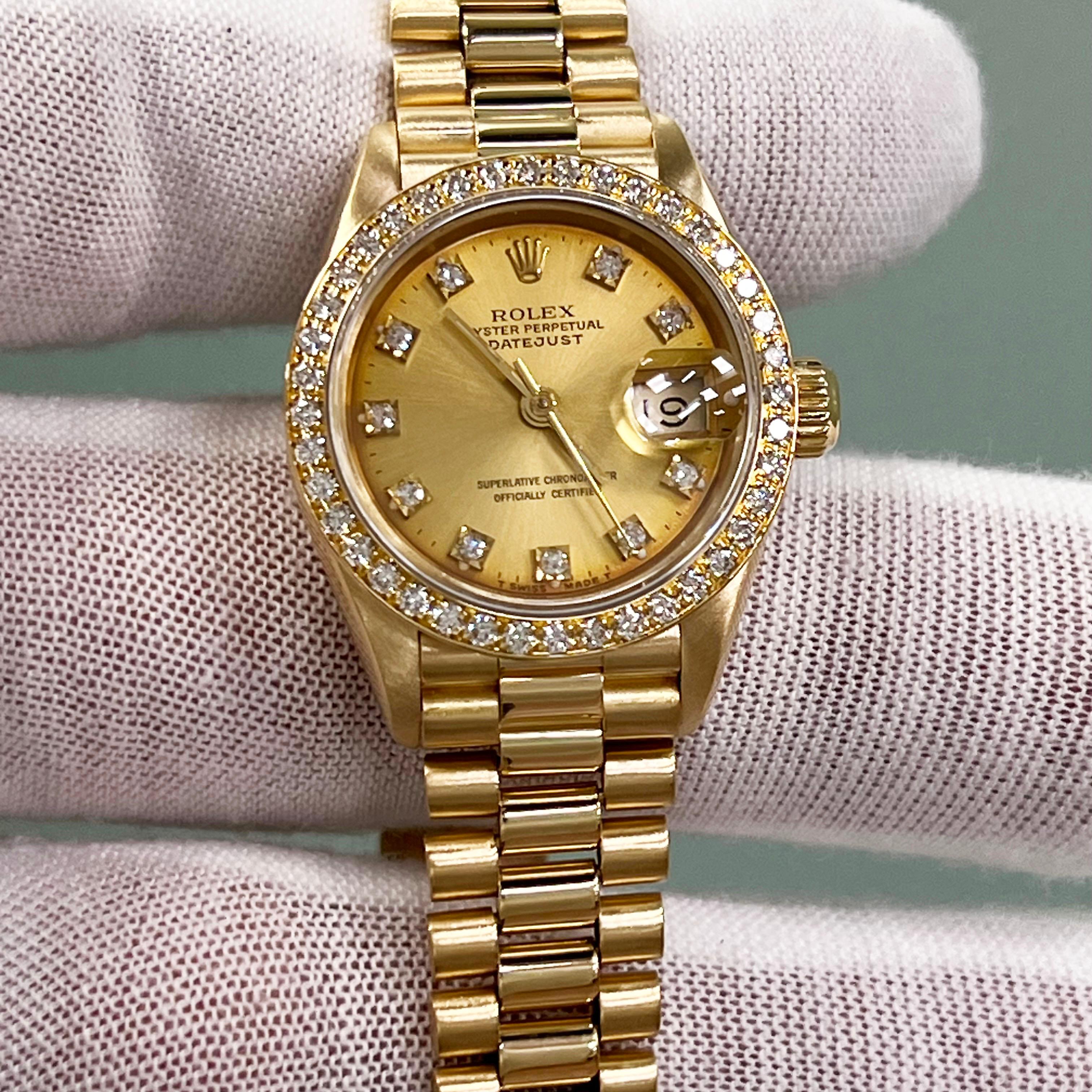 Rolex Damen President 69178 Fabrik Diamant-Lünette-Diamant-Zifferblatt 18K Gelbgold 8
