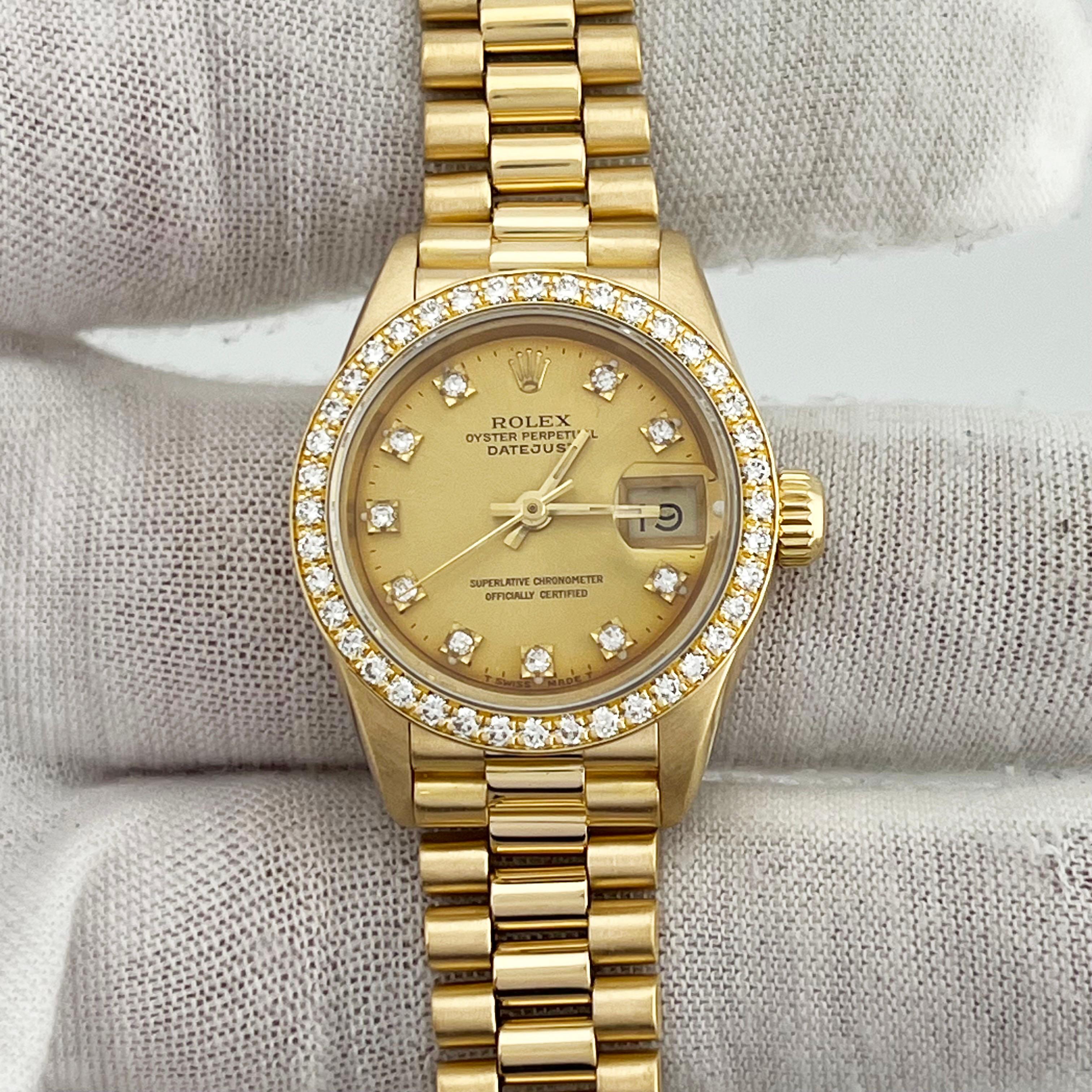 Rolex Damen President 69178 Fabrik Diamant-Lünette-Diamant-Zifferblatt 18K Gelbgold 1