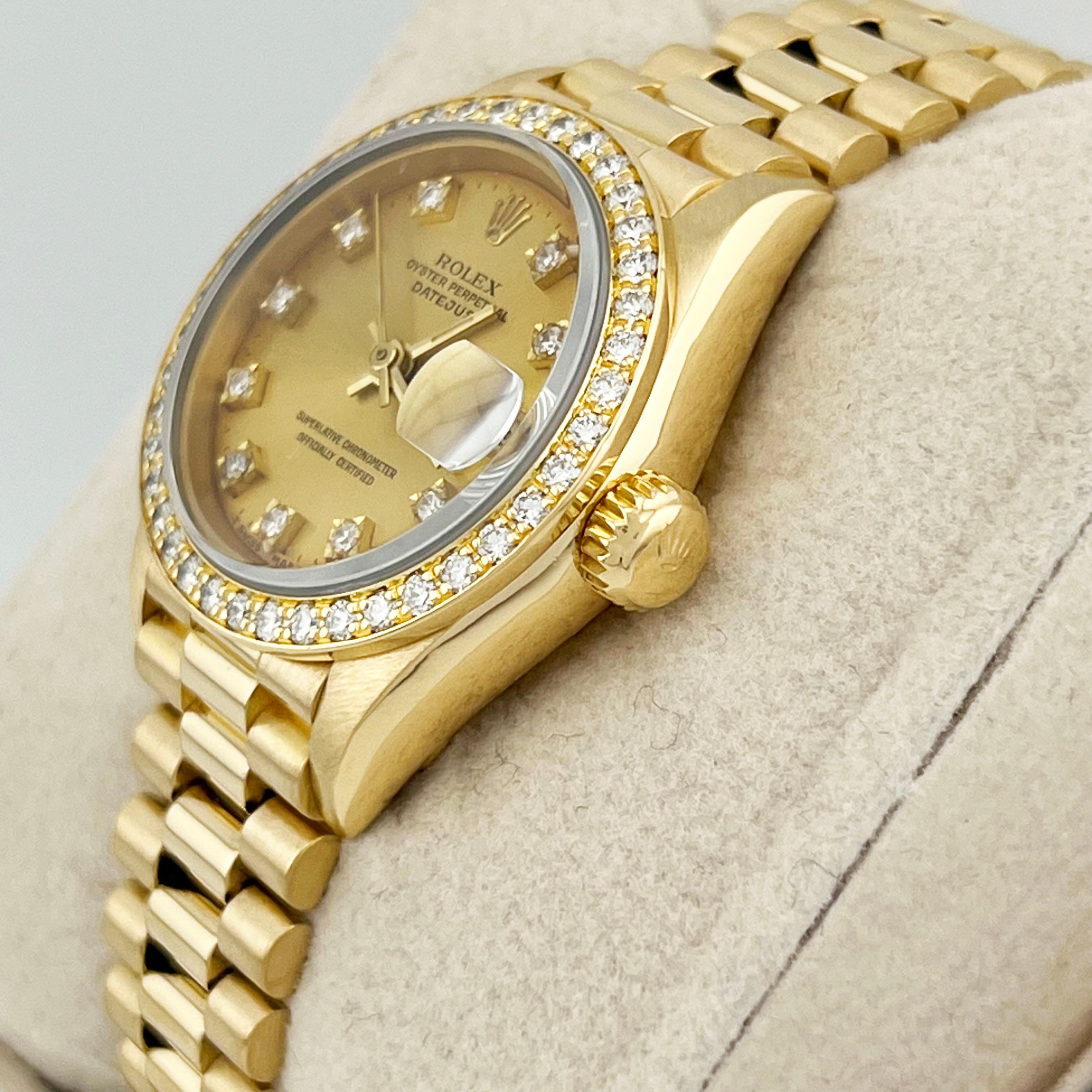 Rolex Damen President 69178 Fabrik Diamant-Lünette-Diamant-Zifferblatt 18K Gelbgold 5