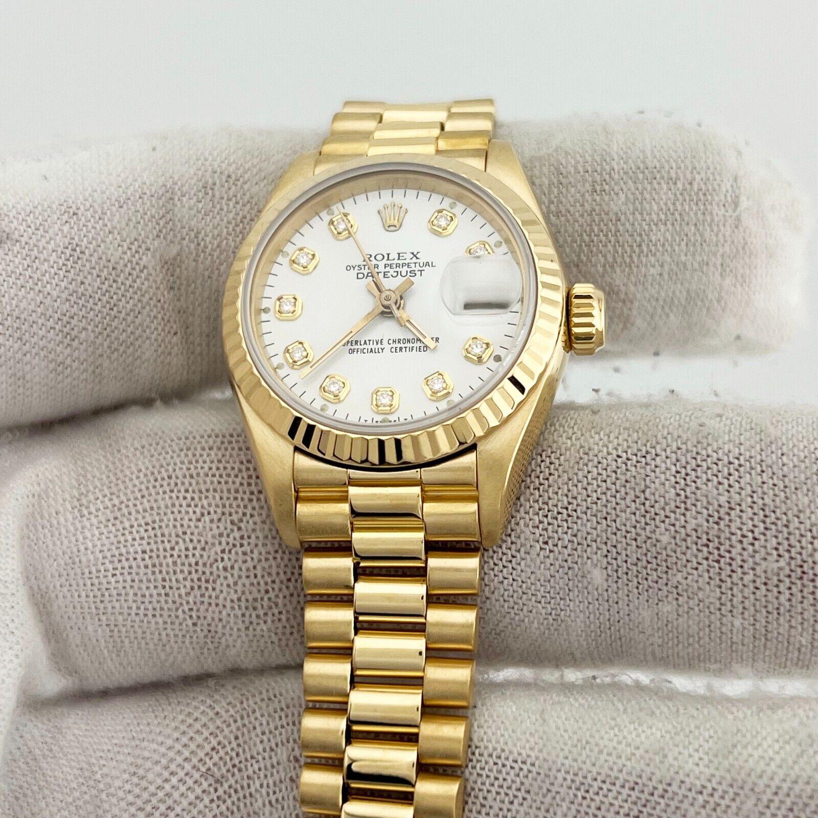 Rolex Ladies President 69178 White Diamond Dial 18K Yellow Gold Box Booklet 26mm 3