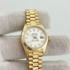 Rolex Ladies President 69178 White Diamond Dial 18K Yellow Gold Box Booklet 26mm