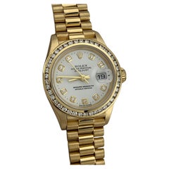 Rolex Ladies President 79068 Esfera Diamante Blanco Bisel Diamante Oro Amarillo 18K