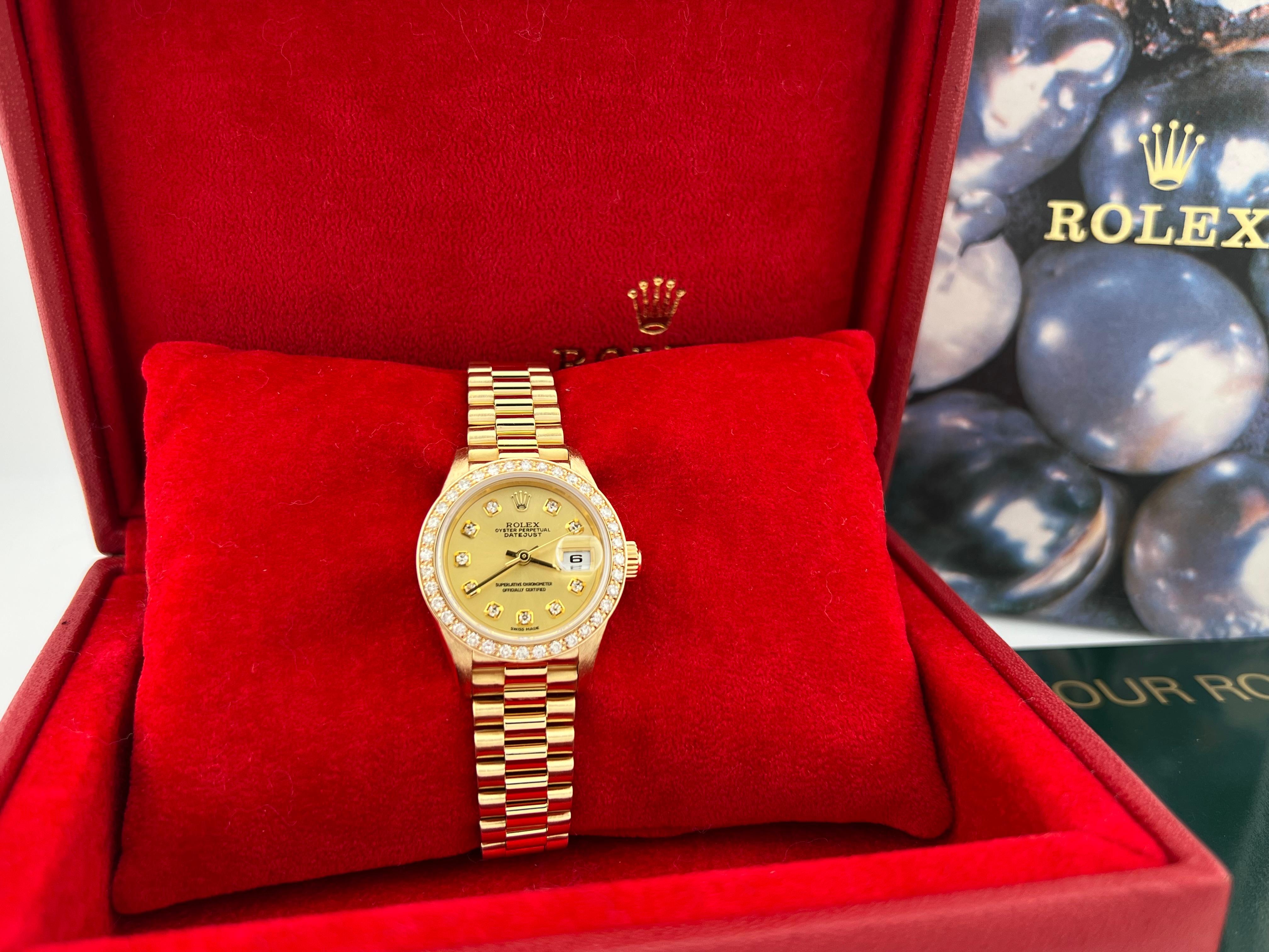 Rolex Ladies President 79178 Factory Diamond Bezel Diamond Dial 18K Yellow Gold 8