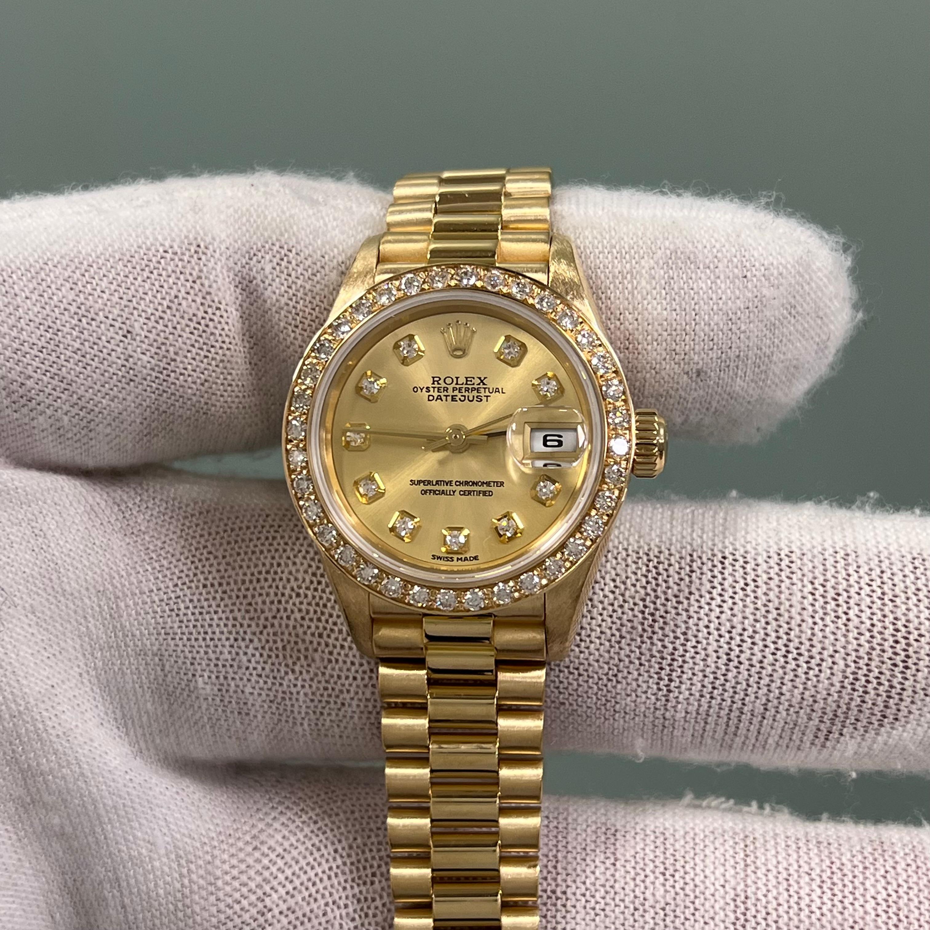 Women's Rolex Ladies President 79178 Factory Diamond Bezel Diamond Dial 18K Yellow Gold