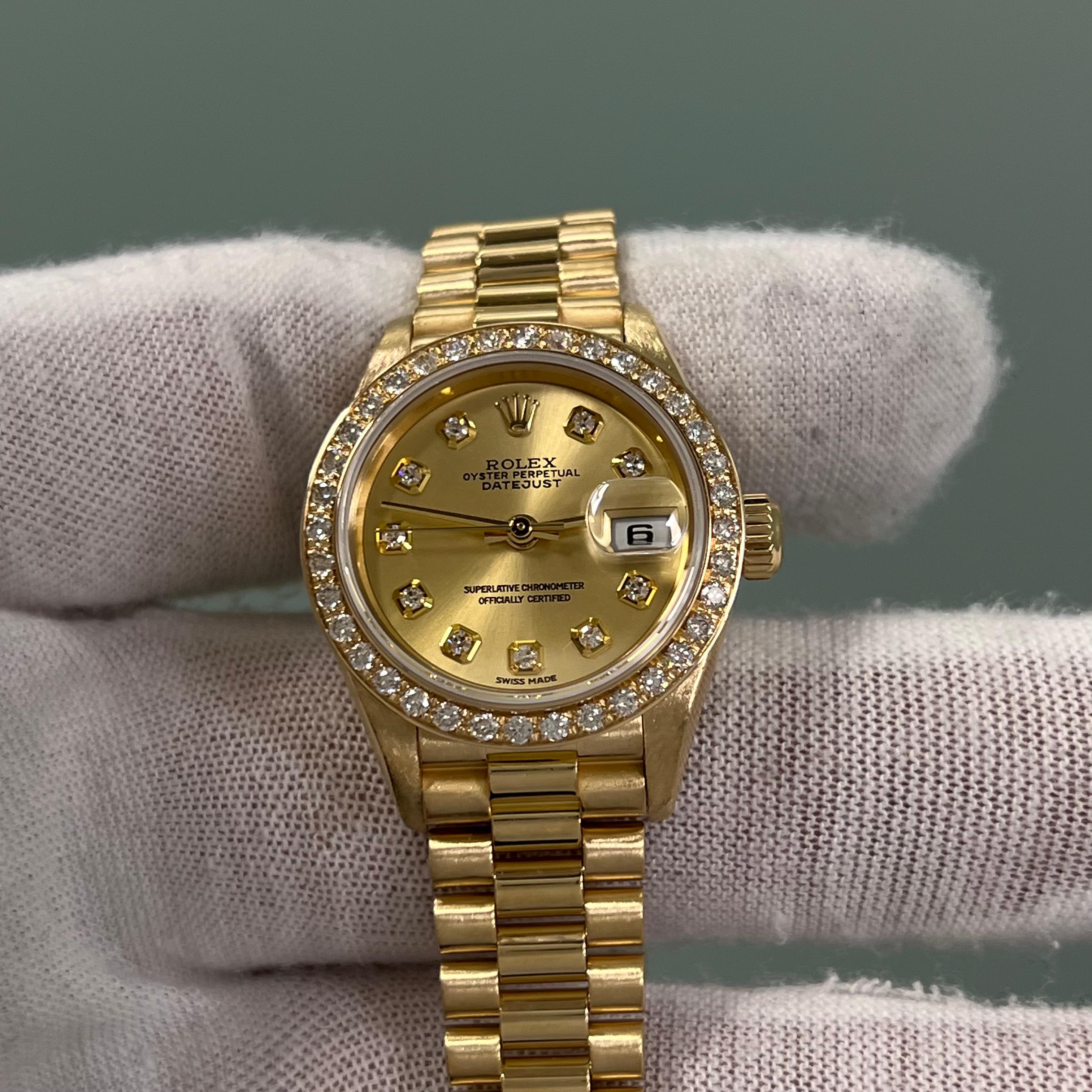 Rolex Ladies President 79178 Factory Diamond Bezel Diamond Dial 18K Yellow Gold 1