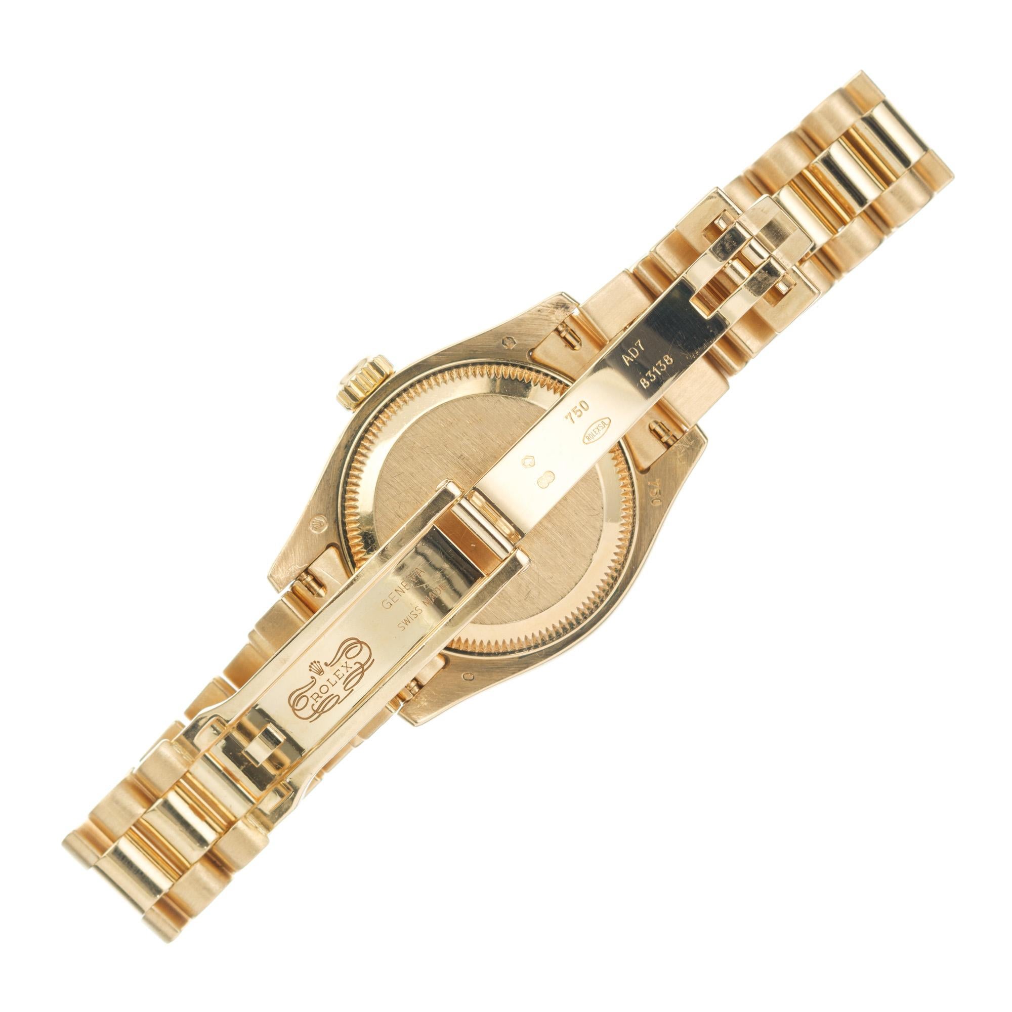 Round Cut Rolex Ladies President Date Just Turntable Dial Diamond Dial Gold Wristwatch For Sale