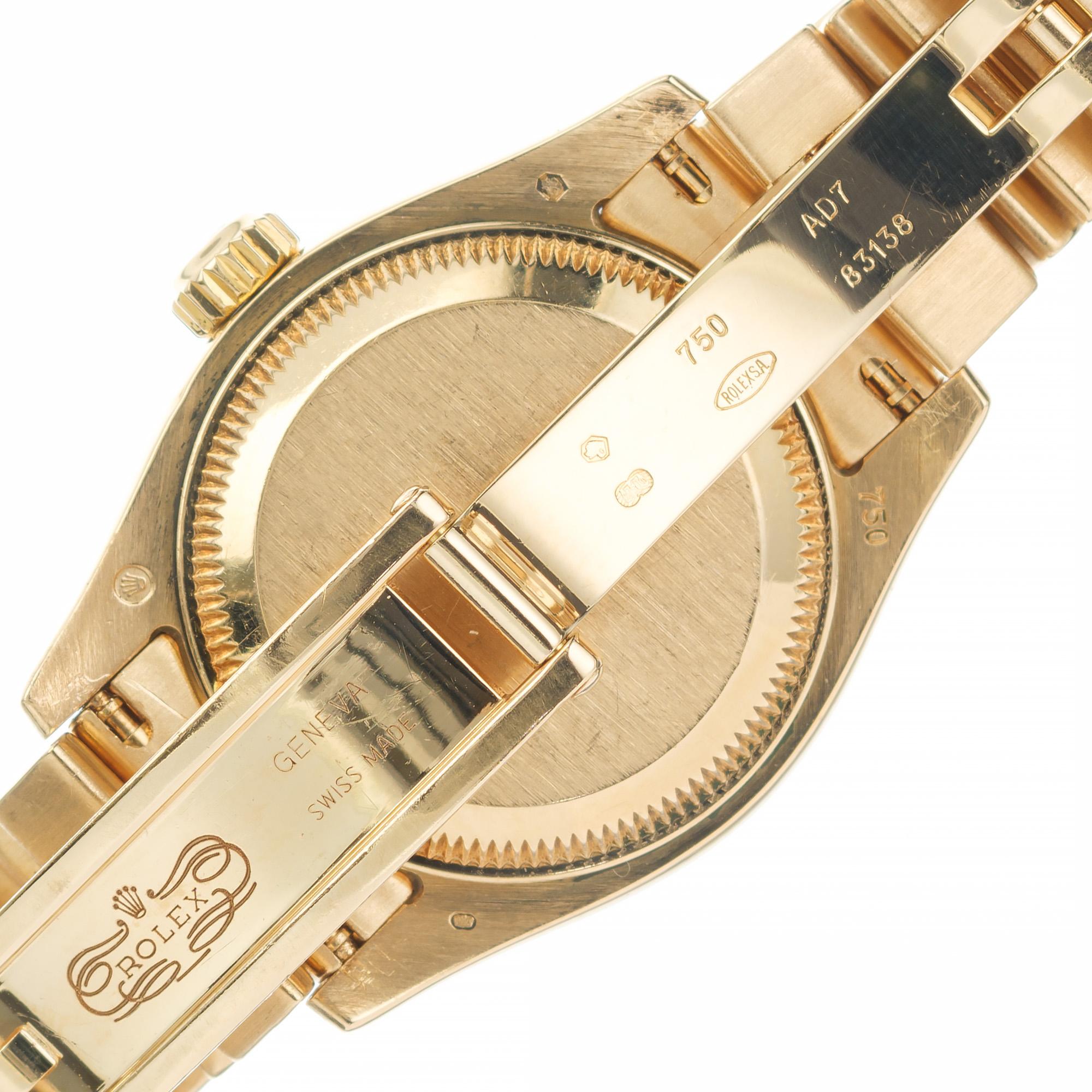 Rolex Ladies President Date Just Turntable Dial Diamond Dial Gold Wristwatch en vente 2