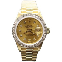 Rolex Ladies President Datejust 18 Karat Gold 69168 Diamond Dial and Bezel