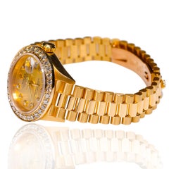 Rolex Ladies President Datejust 18 Karat Gold Custom Diamond Dial and Bezel