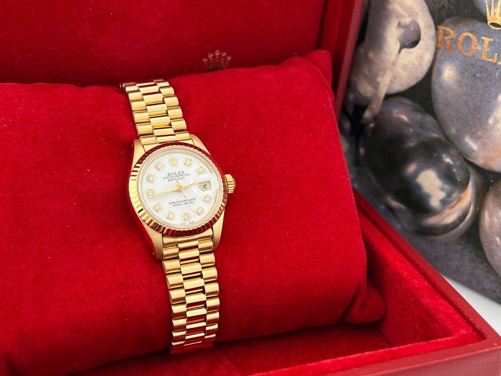 Rolex Ladies President Datejust 6917 White Diamond Dial 18K Yellow Gold 26mm 6