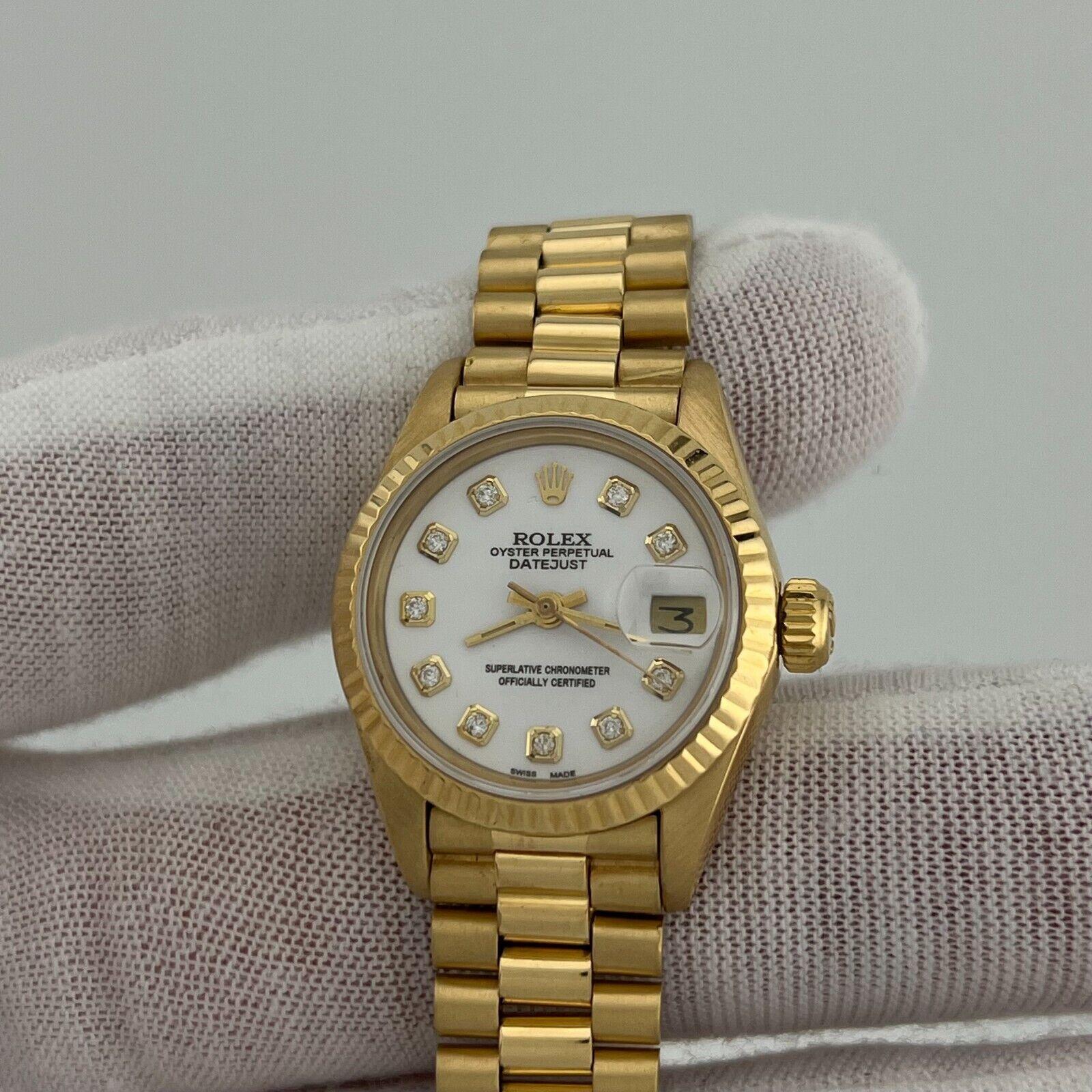 Rolex Ladies President Datejust 6917 White Diamond Dial 18K Yellow Gold 26mm 1