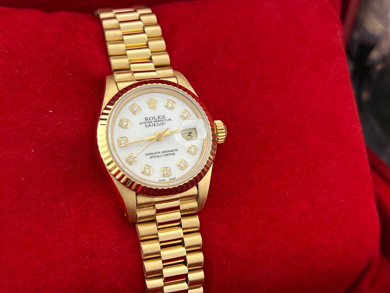 Rolex Ladies President Datejust 6917 White Diamond Dial 18K Yellow Gold 26mm 2