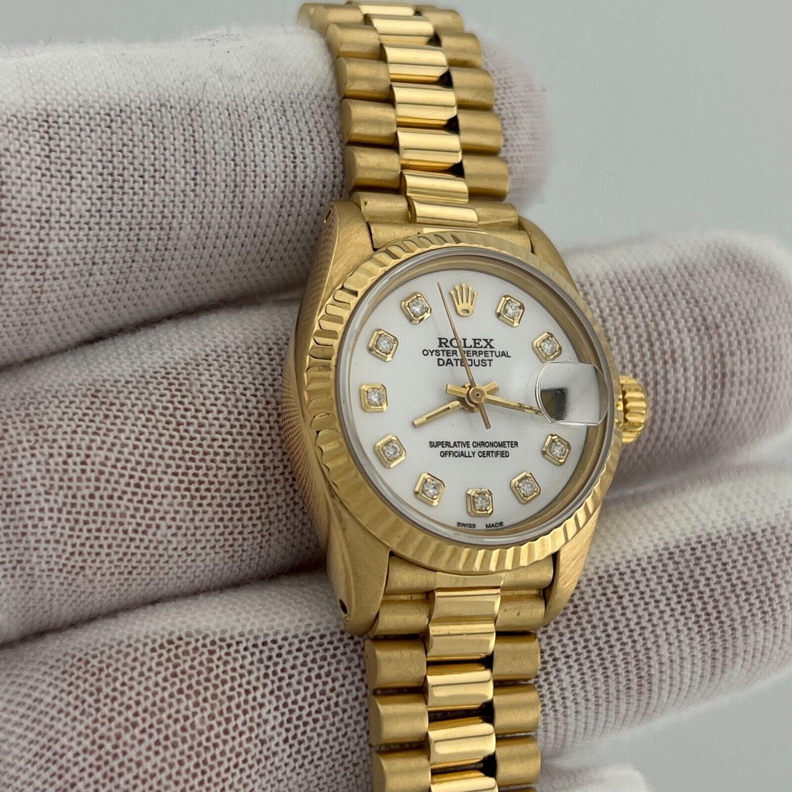 Rolex Ladies President Datejust 6917 White Diamond Dial 18K Yellow Gold 26mm 3