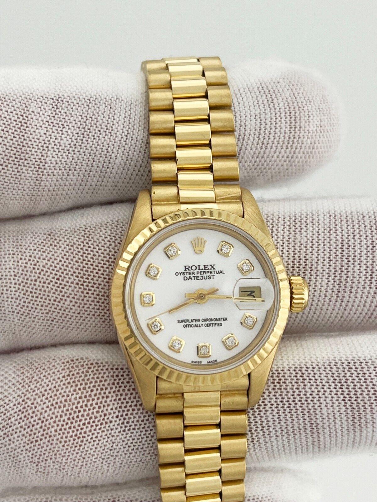 Rolex Ladies President Datejust 6917 White Diamond Dial 18K Yellow Gold 26mm 4
