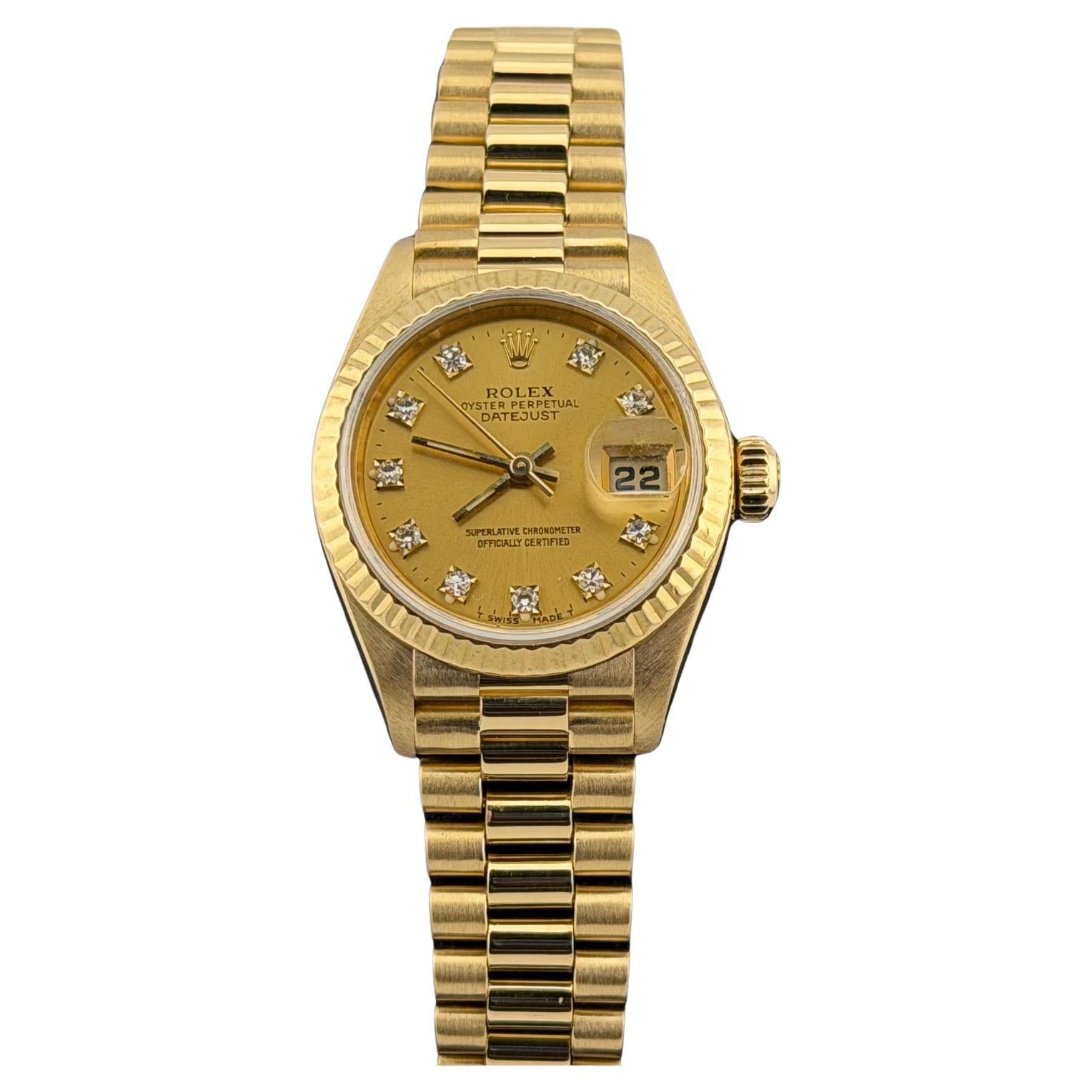 Rolex Ladies President Datejust 69178 26mm Quadrante di diamanti di fabbrica Oro giallo 18 carati