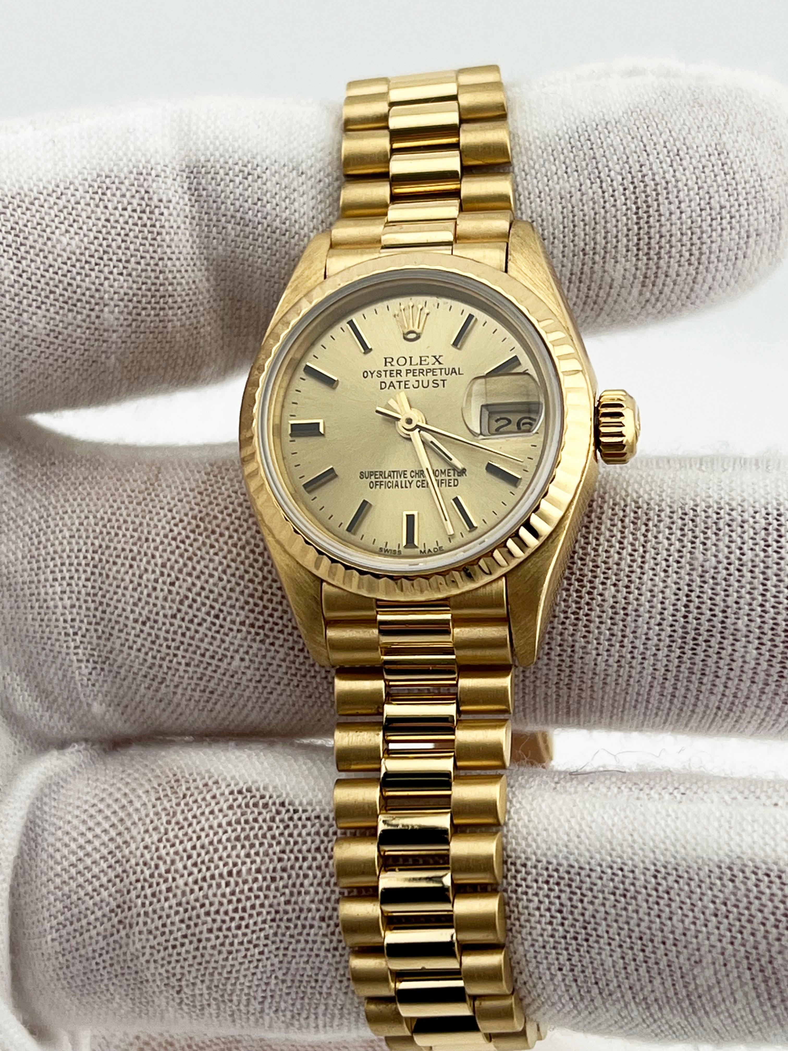 Rolex Ladies President Datejust 69178 Champagne Dial 18K Yellow Gold Box Paper 1
