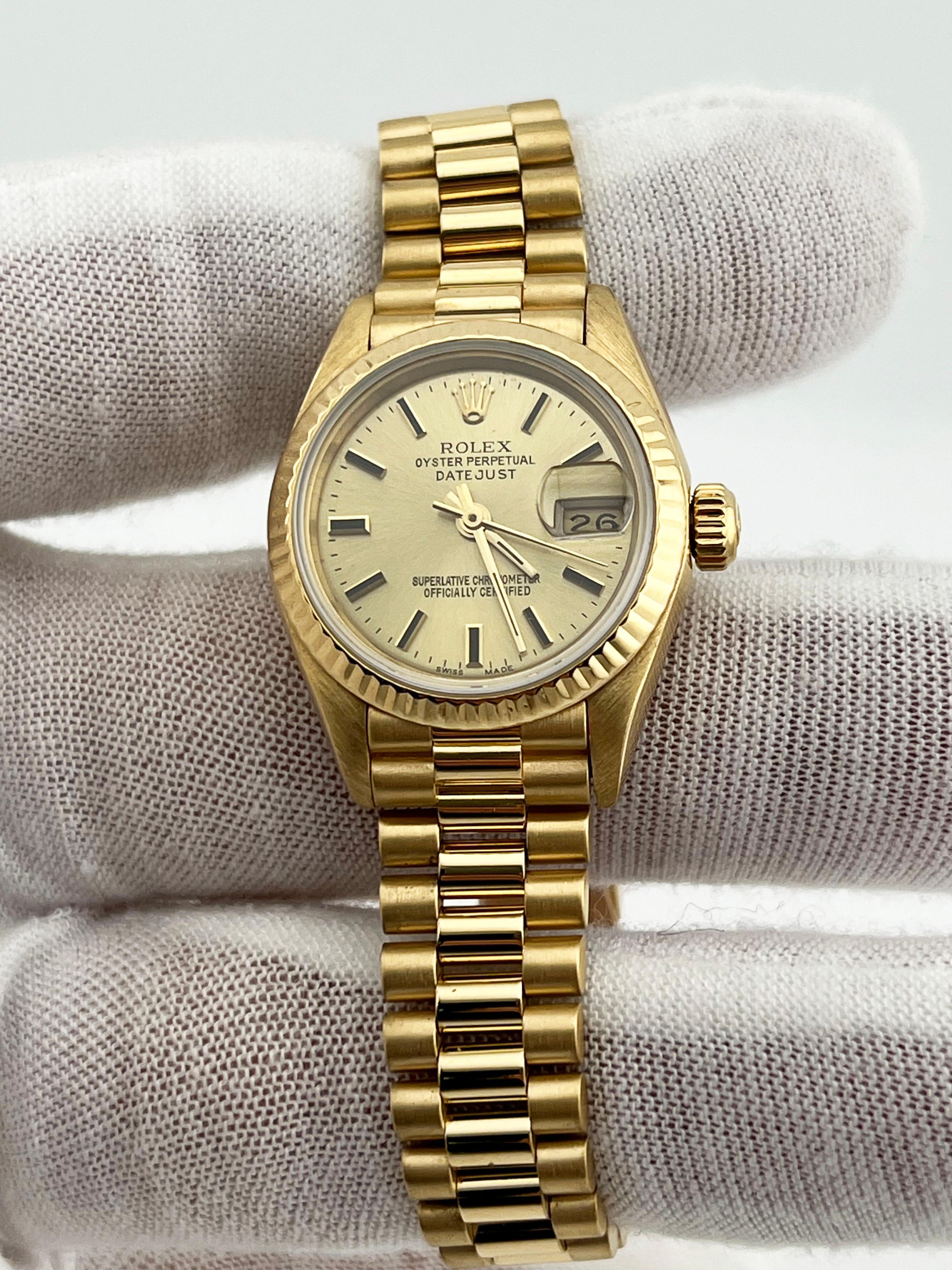 Rolex Ladies President Datejust 69178 Champagne Dial 18K Yellow Gold Box Paper 2